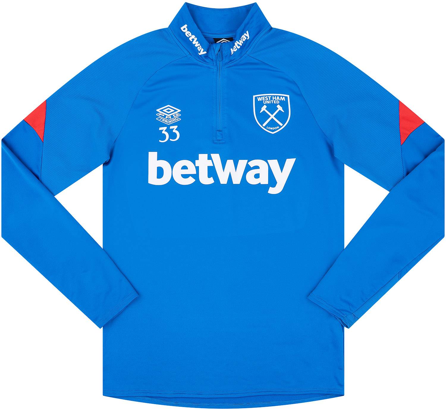 2021-22 West Ham Player Issue 1/4 Zip Training Top #