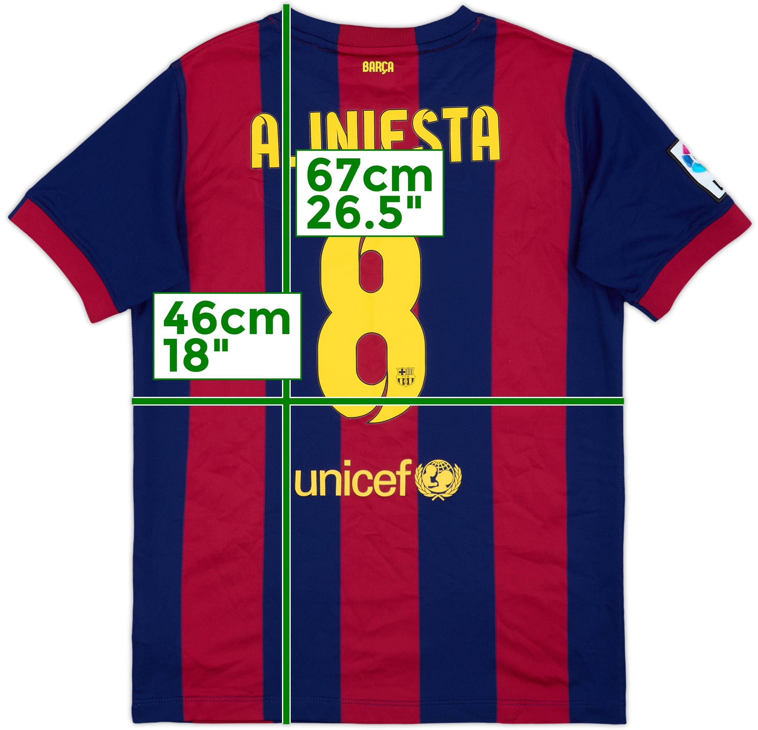 2014-15 Barcelona Home Shirt A.Iniesta #8 - 10/10 - (XL.Boys)