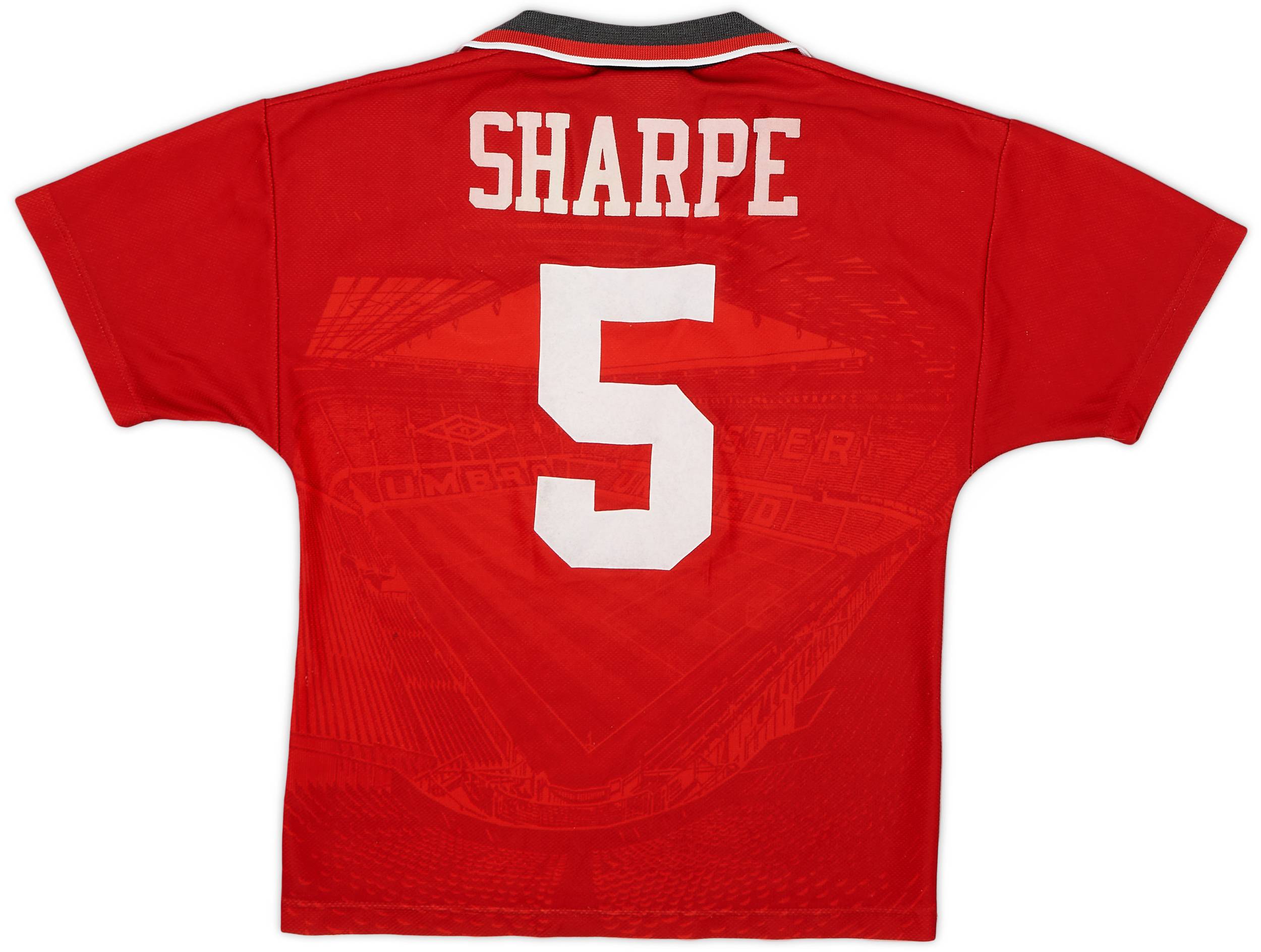 1994-96 Manchester United Home Shirt Sharpe #5 - 8/10 - (L.Boys)