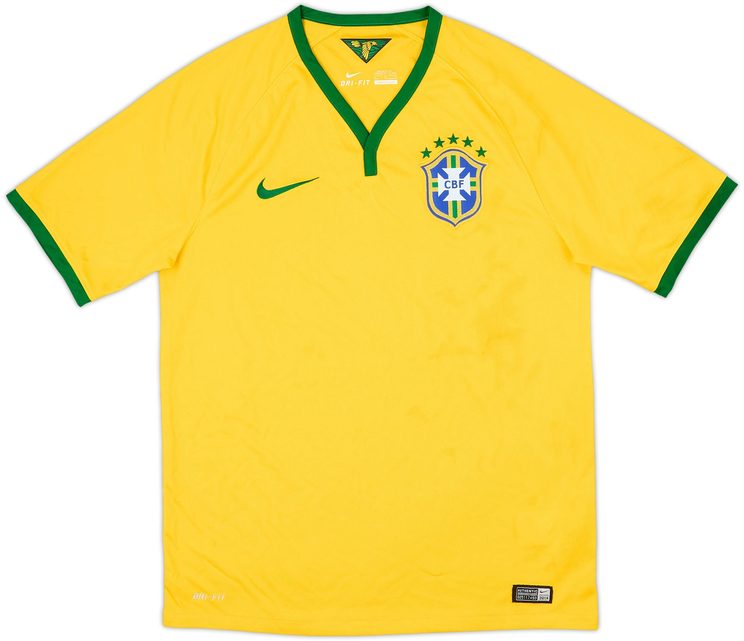 【希少】ブラジル代表 2014 オーセンティックMade in Brazil 2014-15 Brazil Home Shirt - 4/10 - (M)