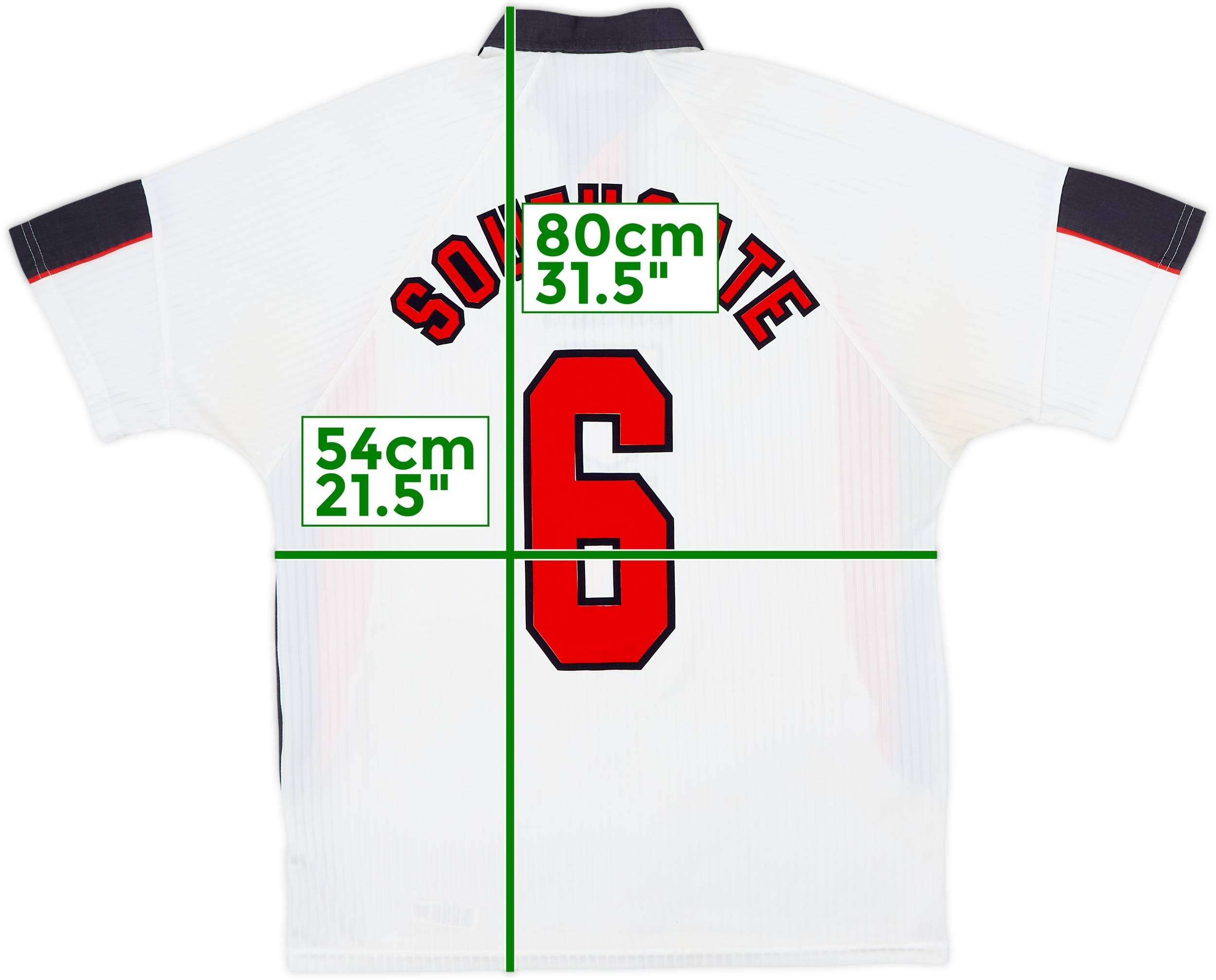 1997-99 England Home Shirt Southgate #6 - 5/10 - (L)