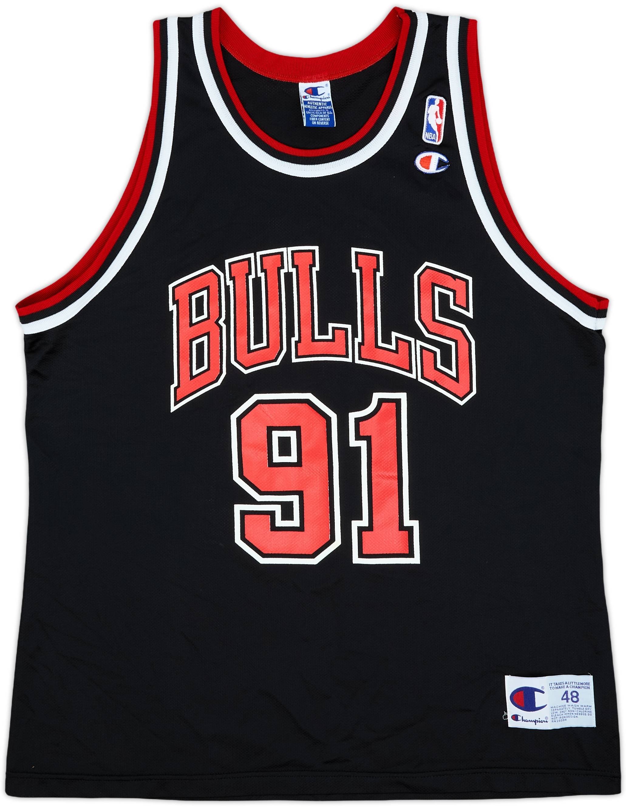 1995-98 Chicago Bulls Rodman #91 Champion Alternate Jersey - 9/10
