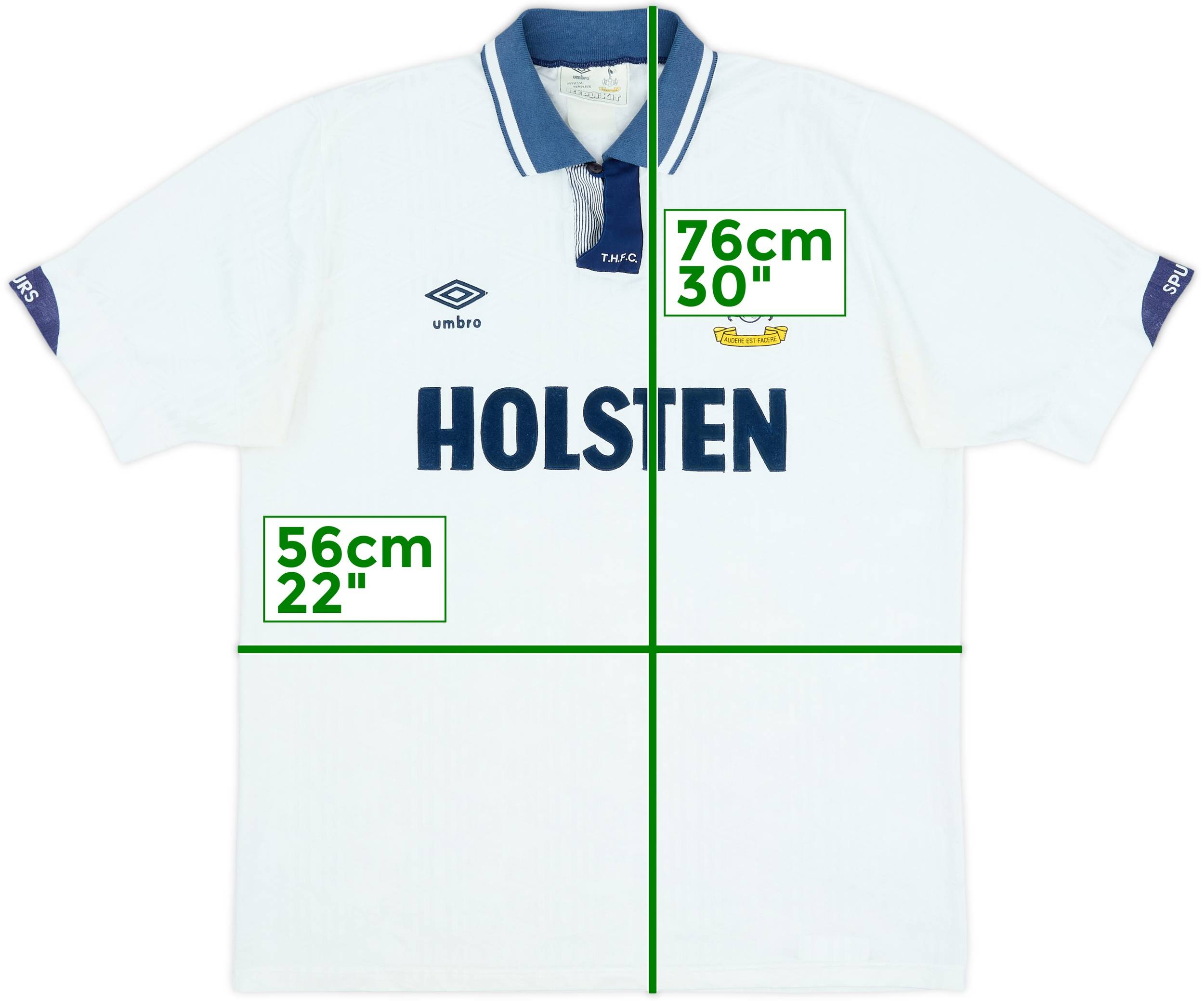 1991-93 Tottenham Home Shirt - 8/10 - (L)