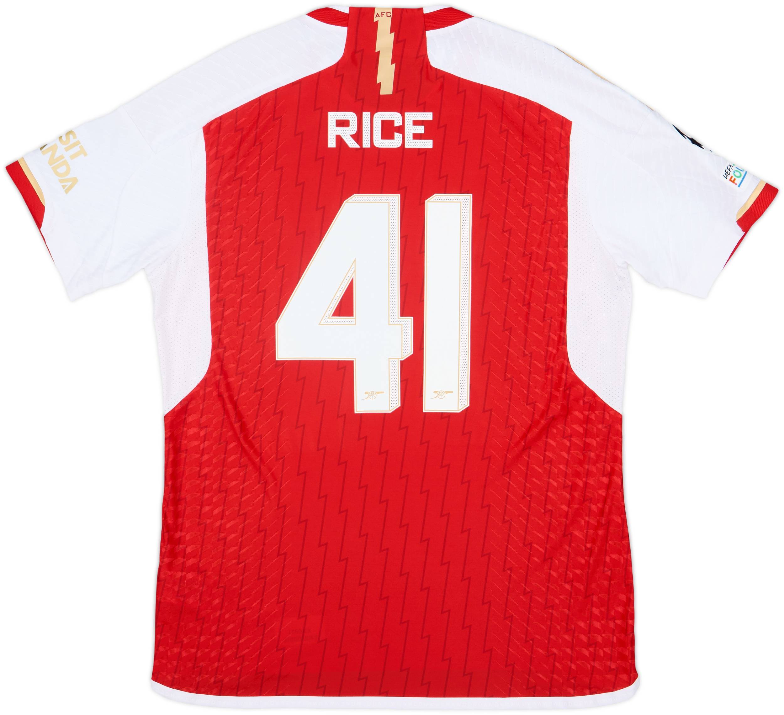 2023-24 Arsenal Authentic Home Shirt Rice #41 (L)