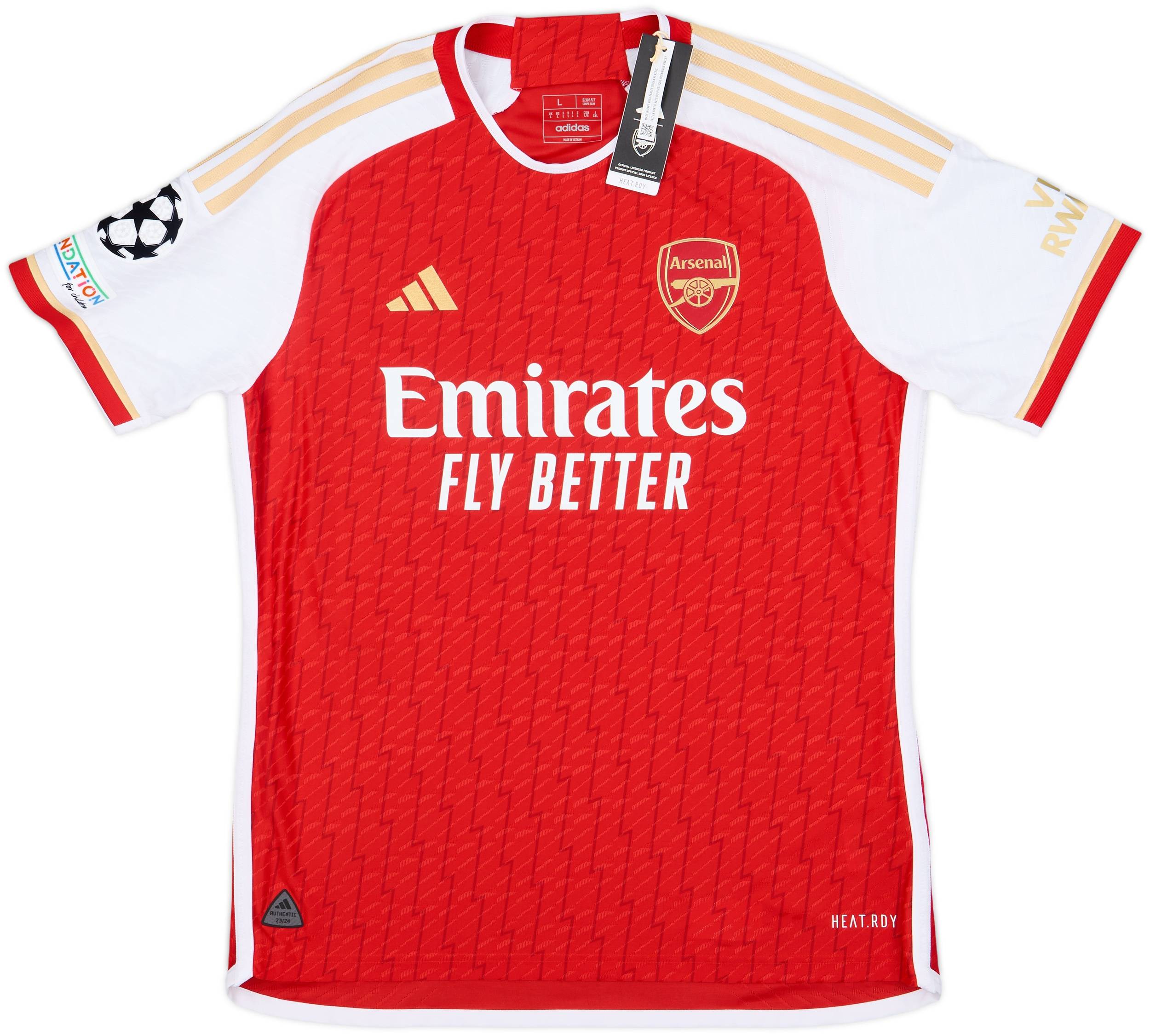 2023-24 Arsenal Authentic Home Shirt Rice #41 (L)