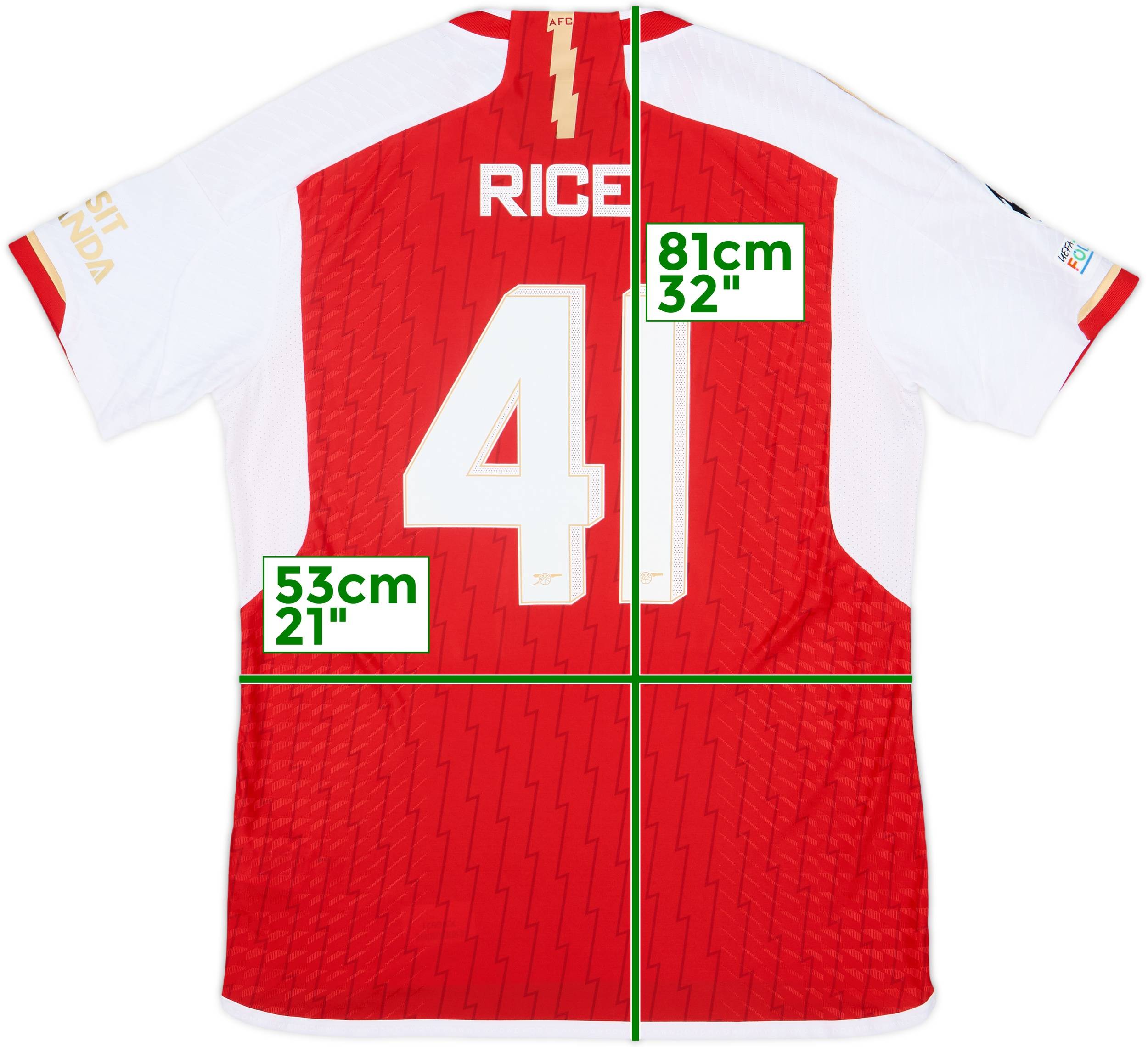 2023-24 Arsenal Authentic Home Shirt Rice #41 (L)