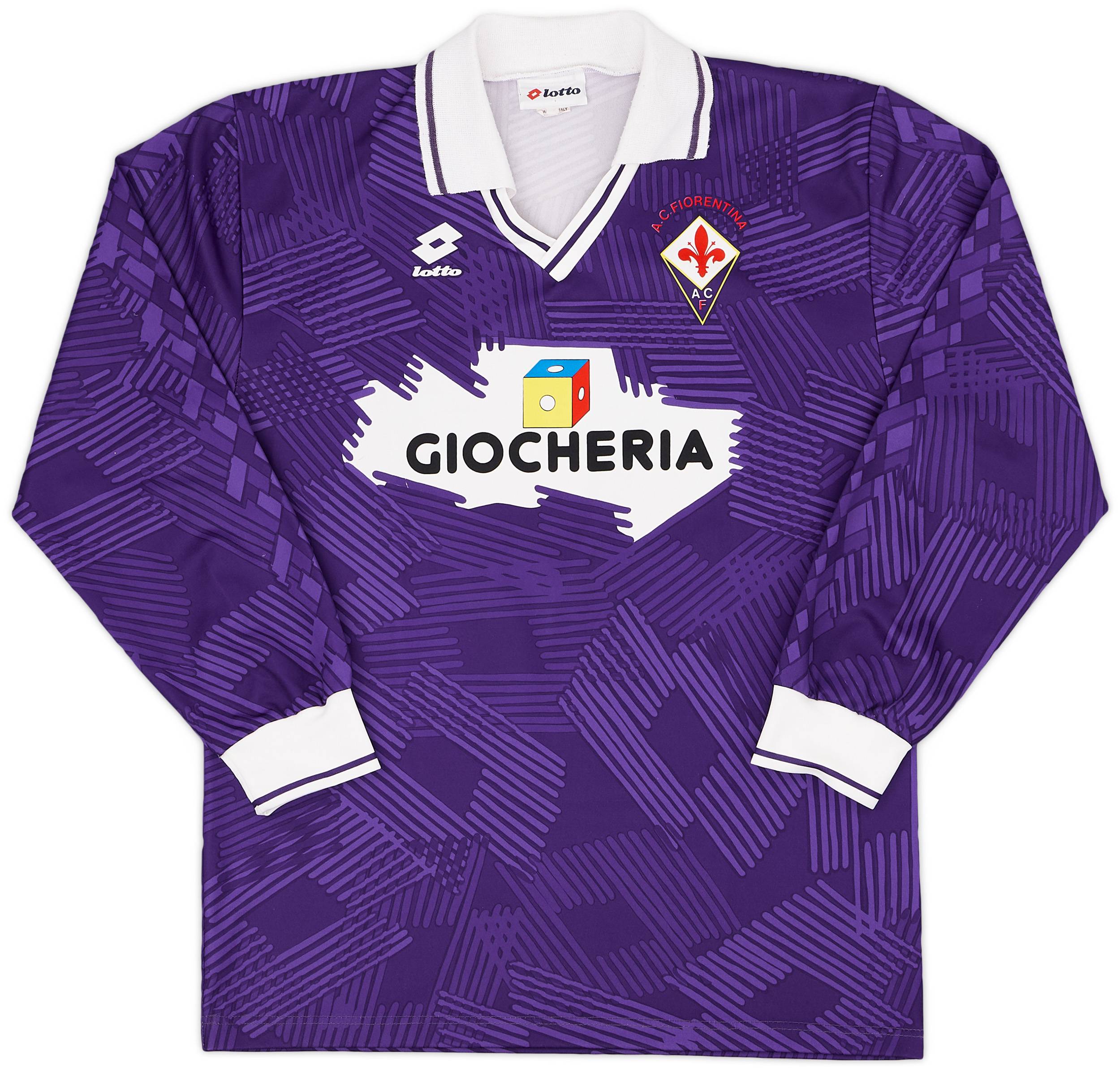 1991-92 Fiorentina Home L/S Shirt - 9/10 - (M)