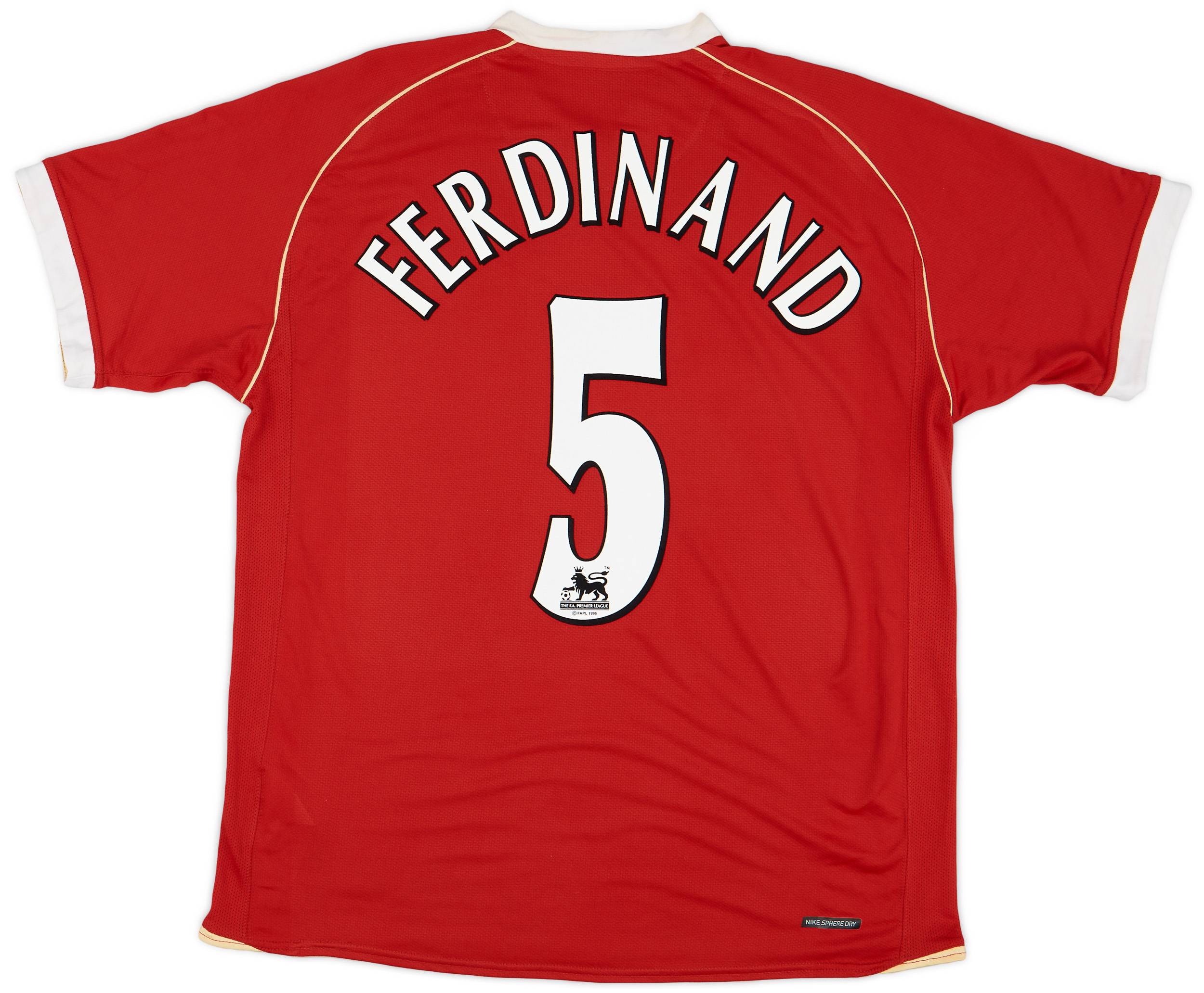 2006-07 Manchester United Home Shirt Ferdinand #5 - 8/10 - (L)