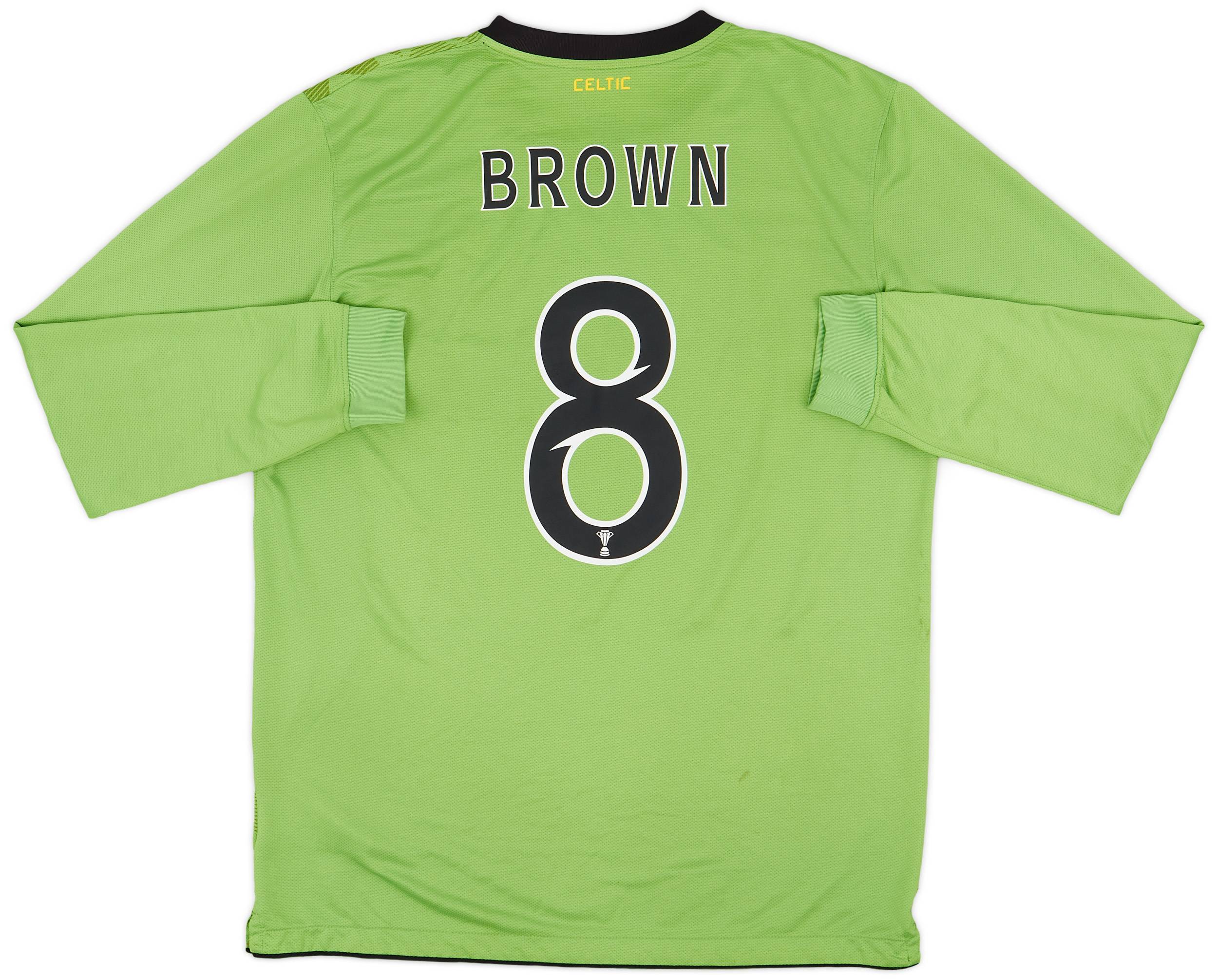 2010-11 Celtic Away L/S Shirt Brown #8 - 8/10 - (L)