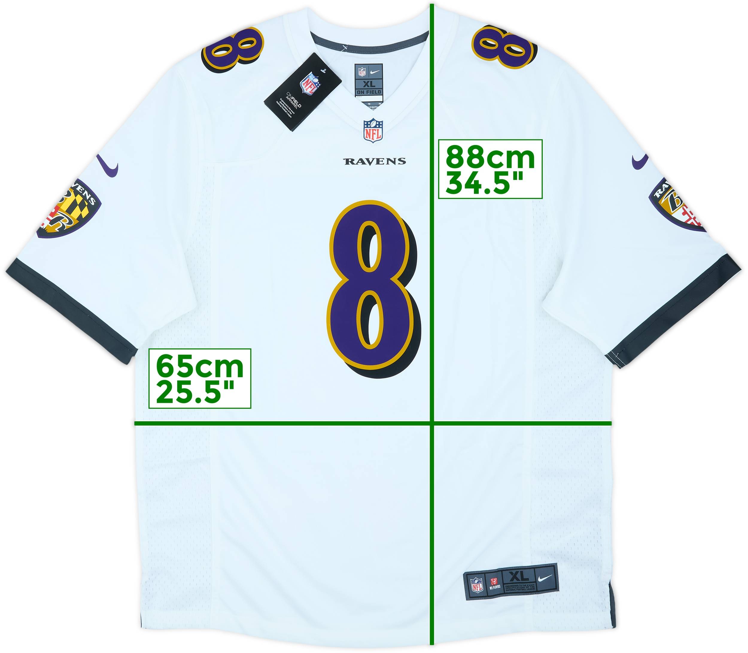2018-25 Baltimore Ravens Jackson #8 Nike Game Away Jersey (XL)
