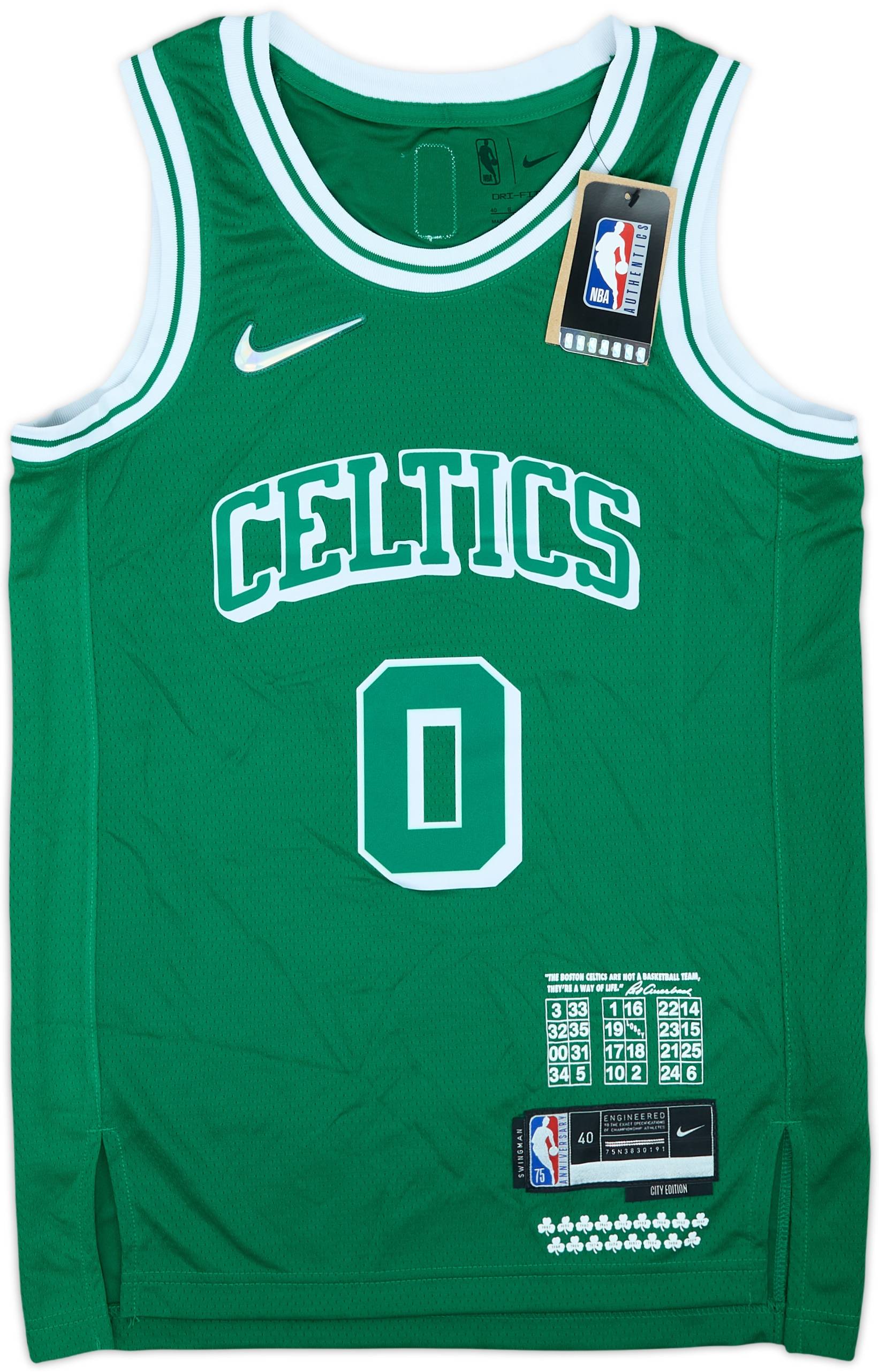 NBA Boston Celtics Tatum 0 ユニフォーム 2021-22 Boston Celtics Tatum #0 Nike Swingman Alternate Jersey (S)