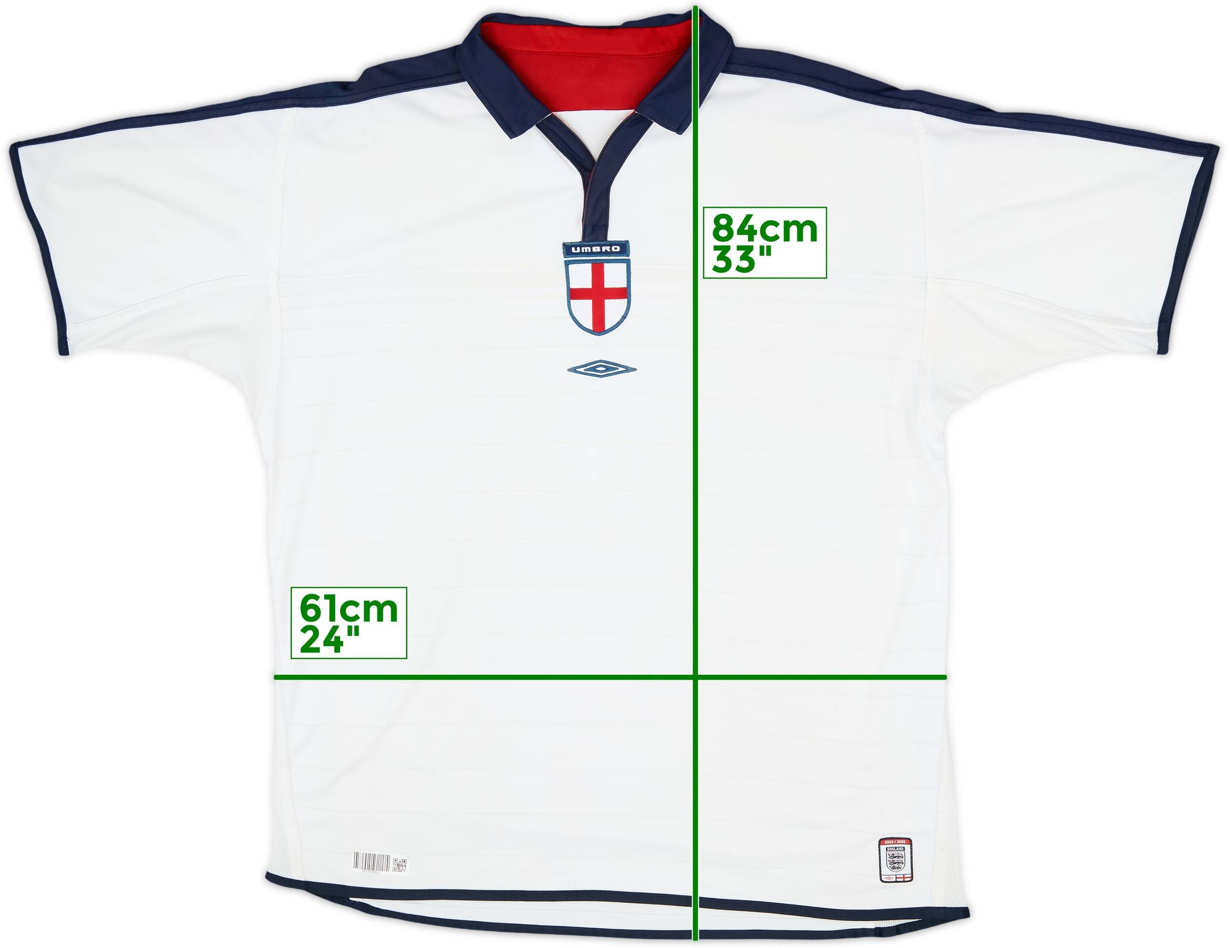 【2003/04/05 Umbro England Home L/S #10】 2003-05 England Home Shirt - 5/10 - (L)