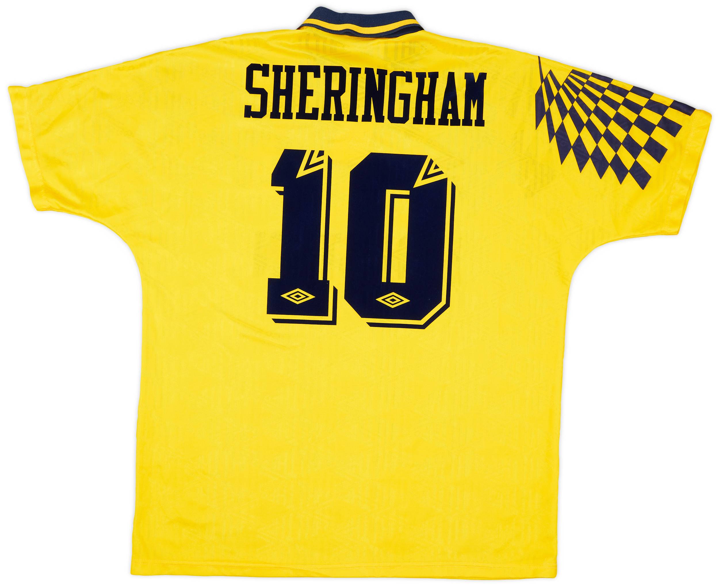 1991-95 Tottenham Away Shirt Sheringham #10 - 8/10 - (XL)