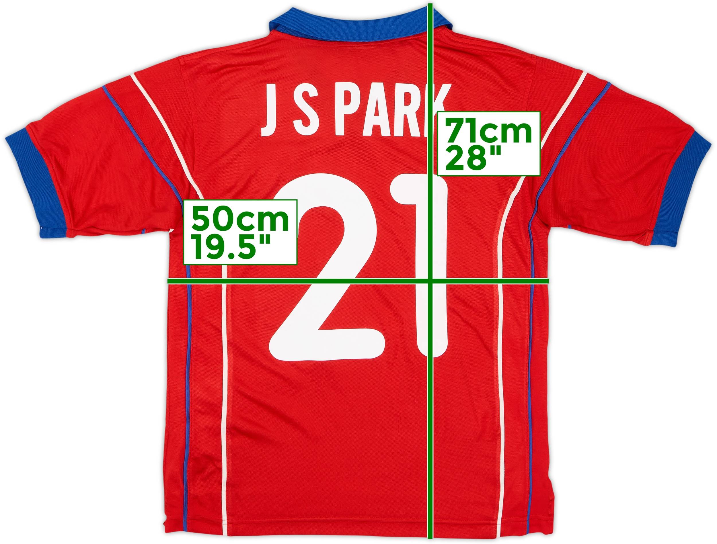 1998-01 South Korea Home Shirt J.S Park #21 - 6/10 - (M)