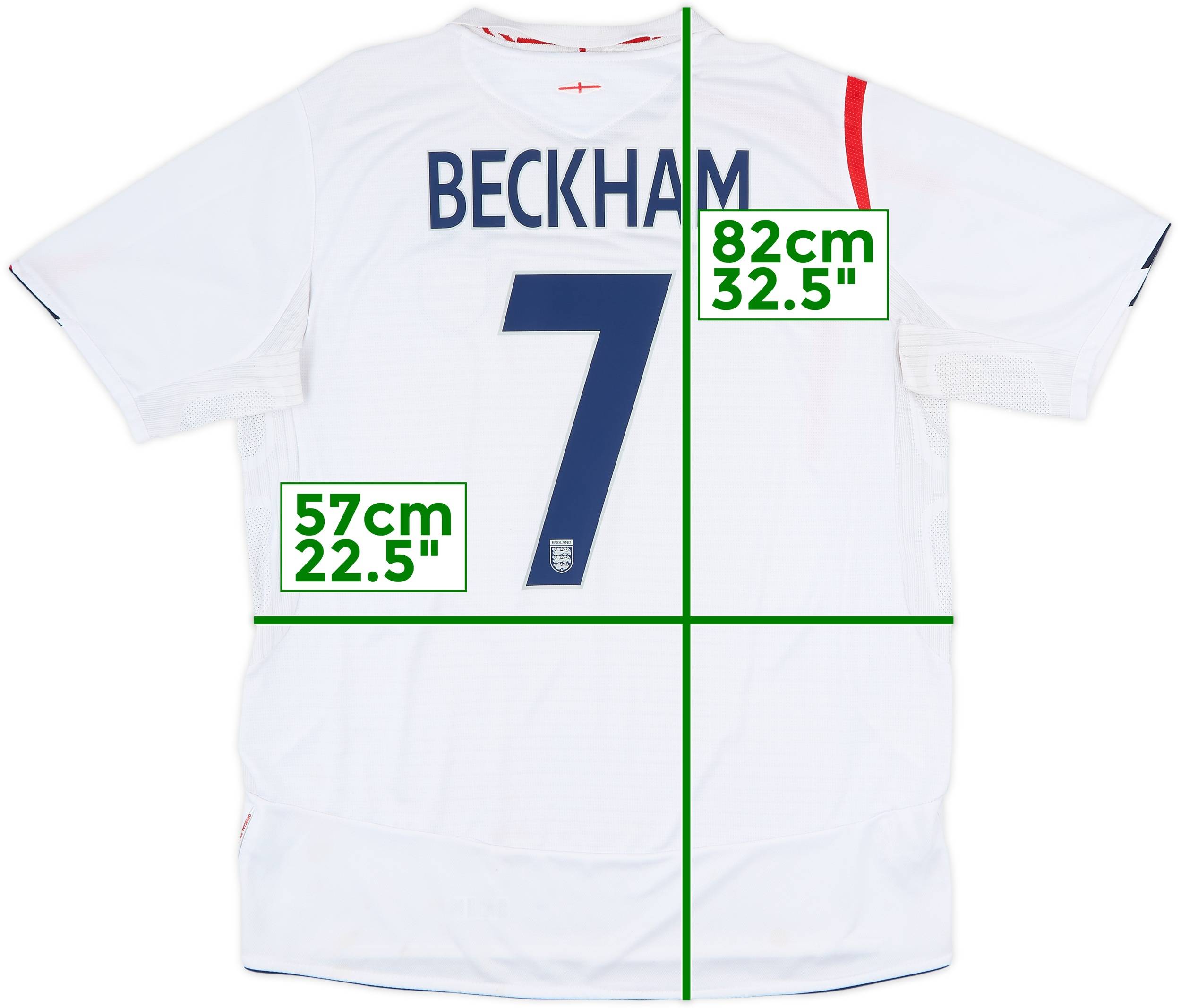 BECKHAM 7番 イングランド代表 シャツ 2005-07 England Home Shirt Beckham #7 - 6/10 - (M)