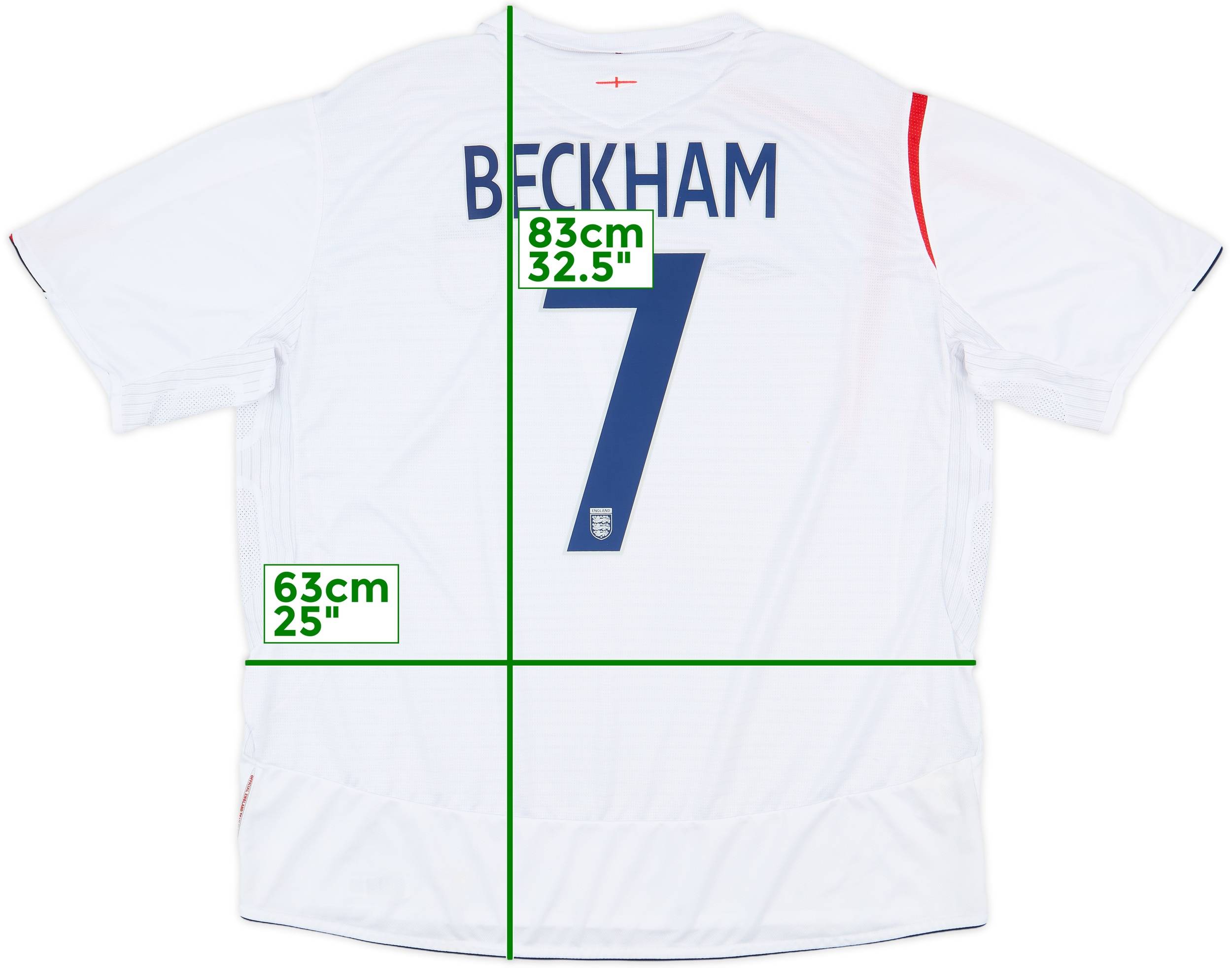 2005-07 England Home Shirt Beckham #7 - 8/10 - (3XL)