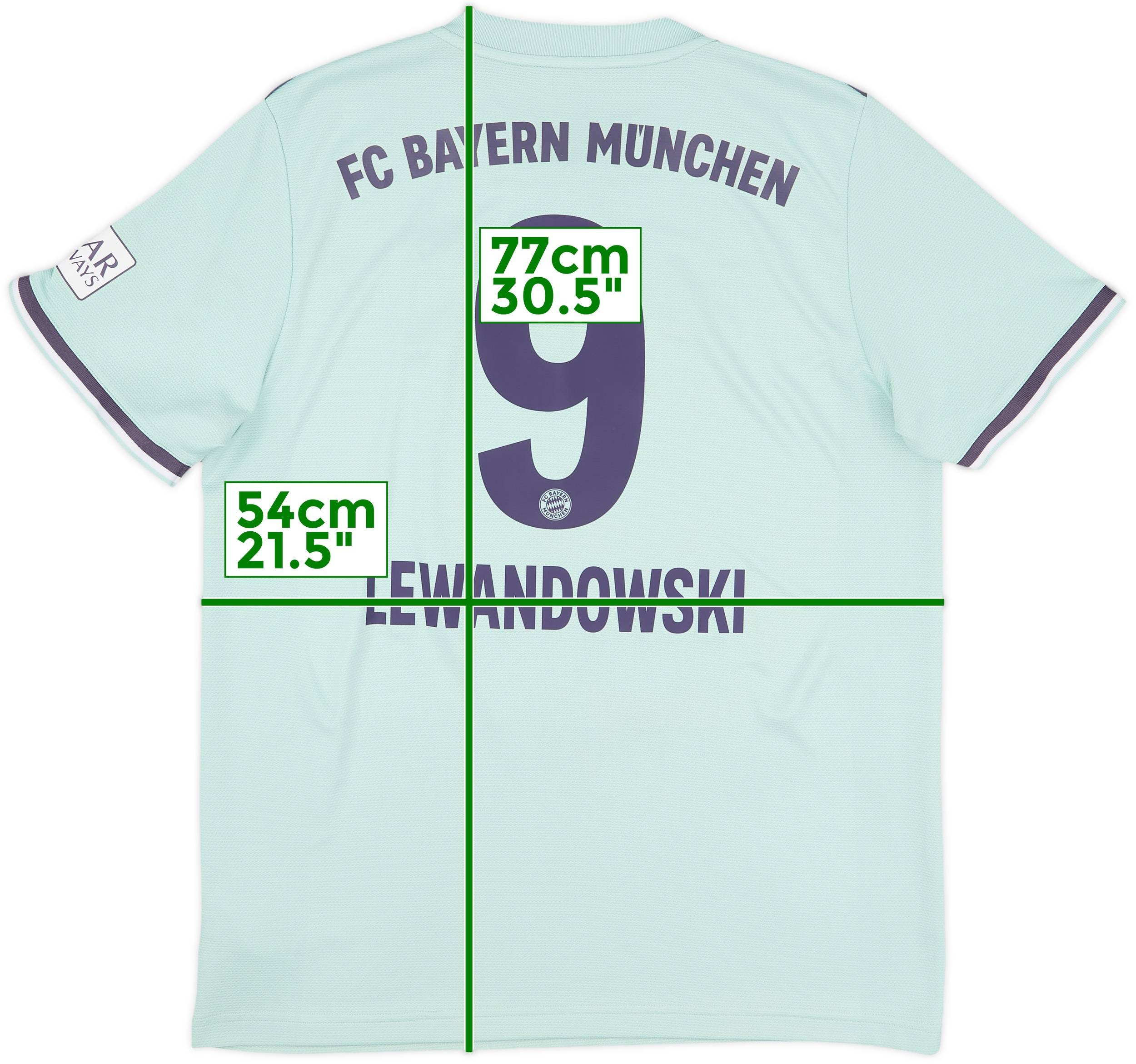 100％本物保証！ 2018-19 Bayern (L) - 8/10 - #9 Lewandowski Shirt Away Munich ウェア
