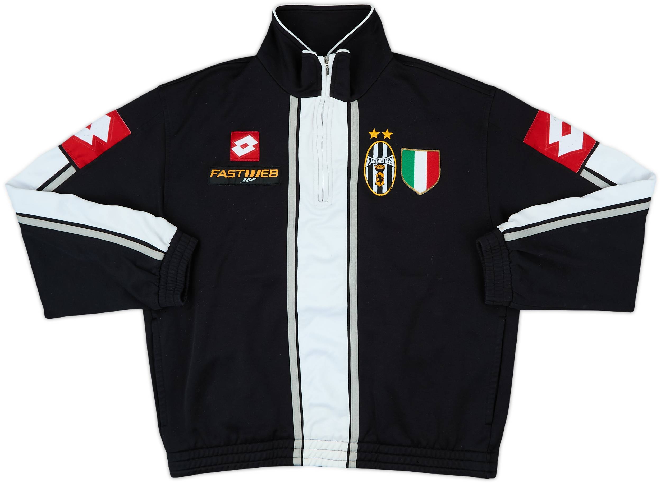 【在庫処分】 2001-02 Juventus Lotto 1/4 Zip Drill Top - 8/10 - (XL) スポーツ
