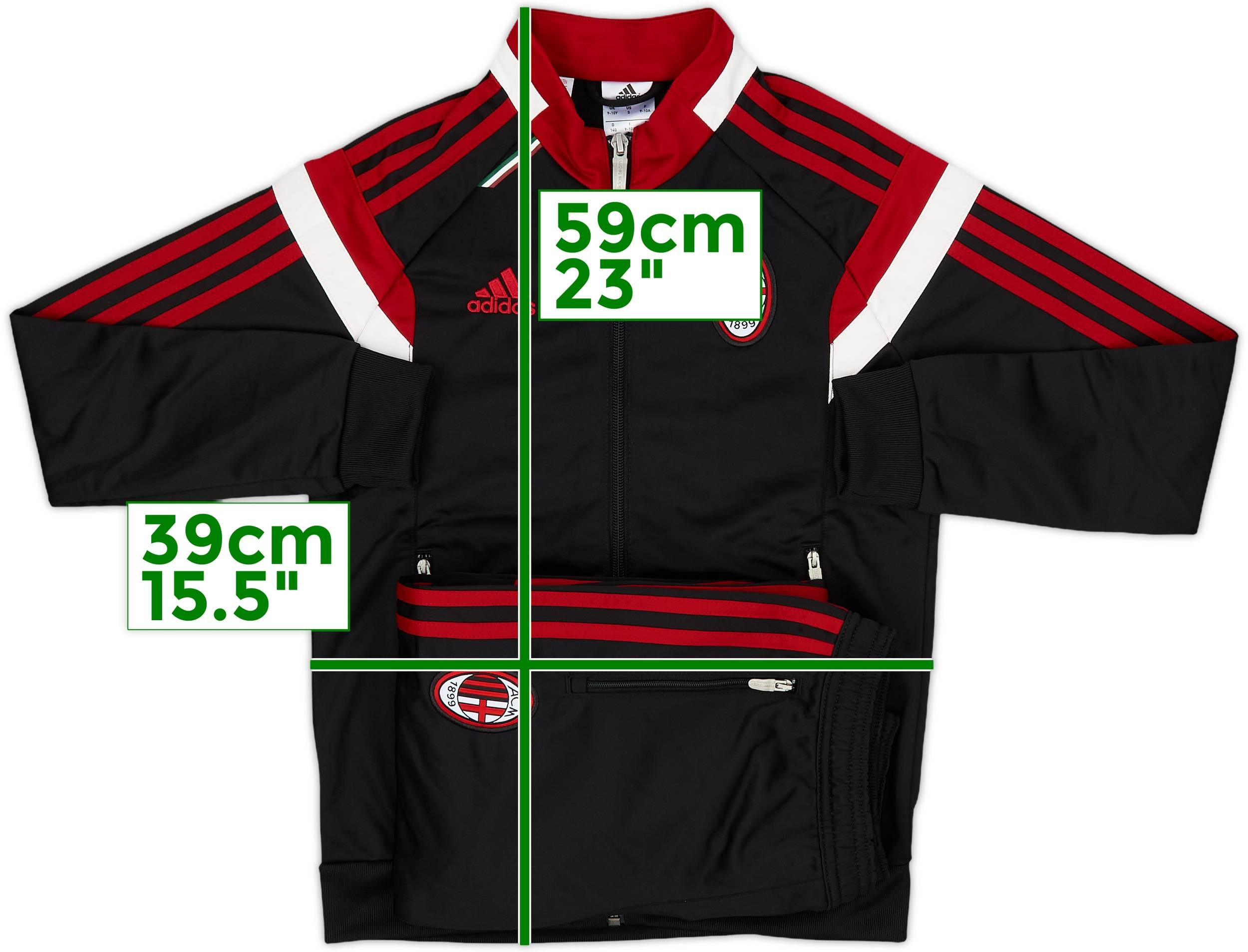 adidas - adidas AC Milan 2014-15 ポリエステルスーツ Vintage Adidas AC Milan 2014 2015 Soccer ZIP Jacket Size M