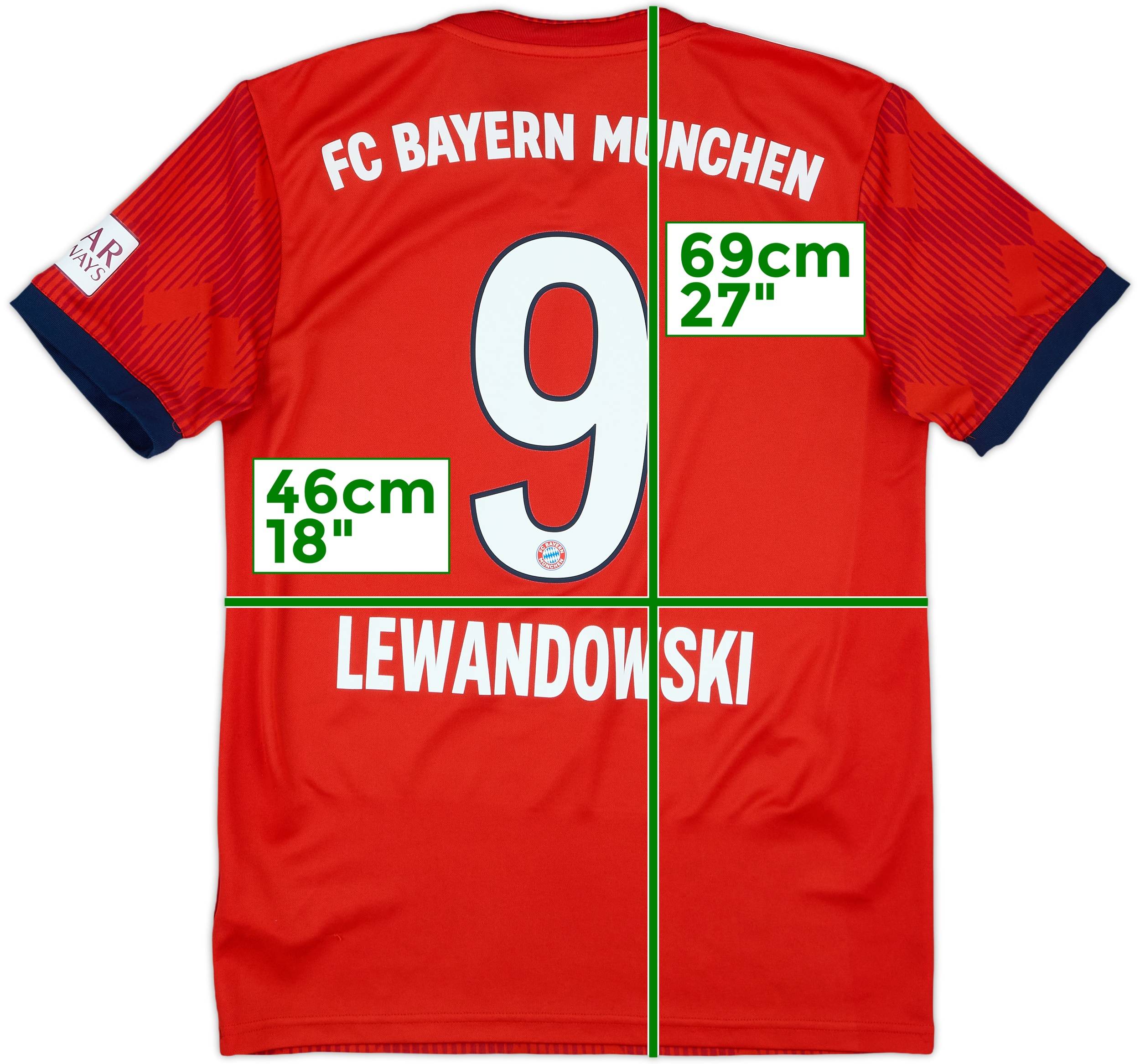 2018-19 Bayern Munich Home Shirt Lewandowski #9 - 9/10 - (S)