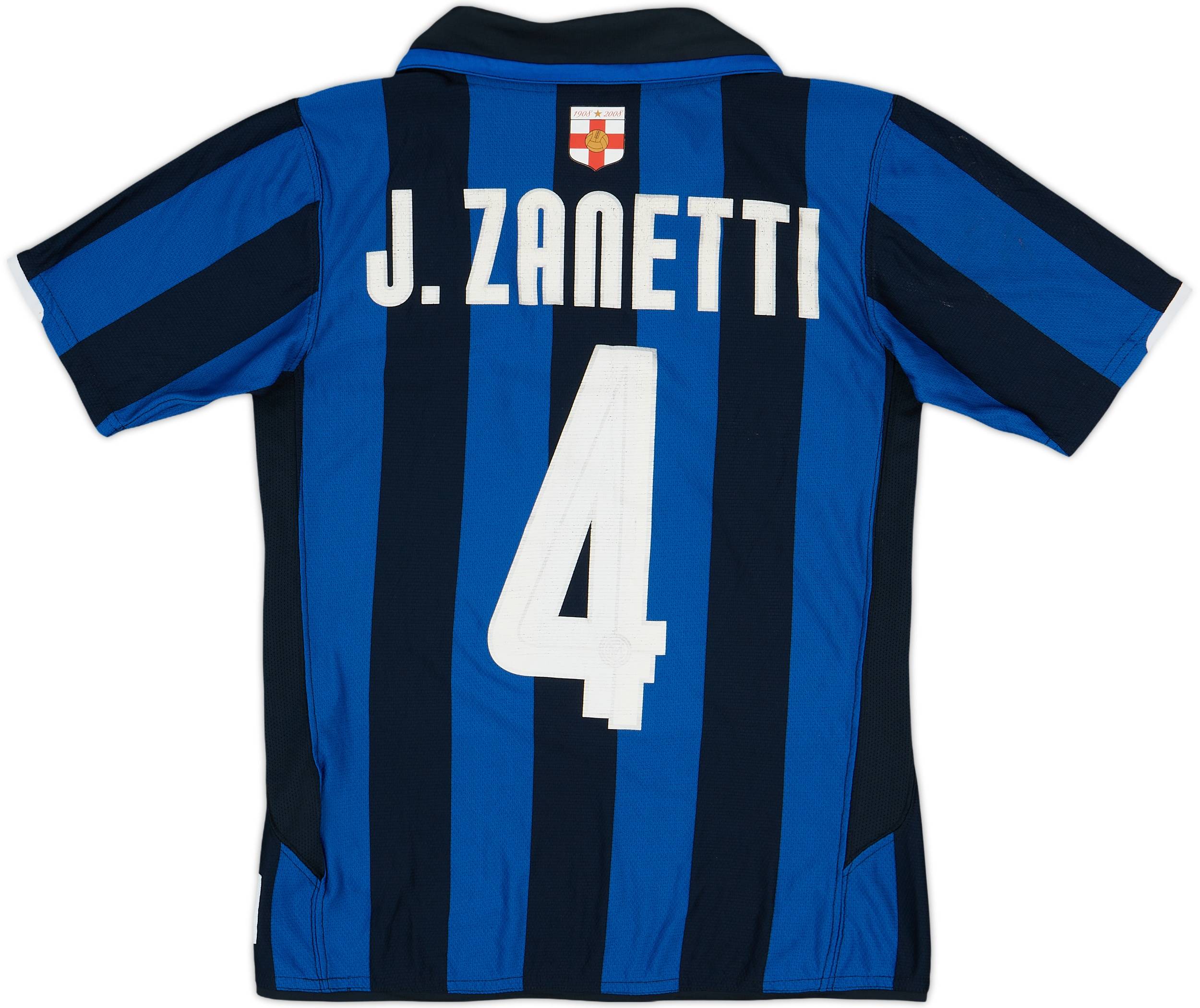 【レビューで送料無料】 Home Centenary Milan Inter 2007-08 Shirt 5 - #4 Zanetti J. ウェア