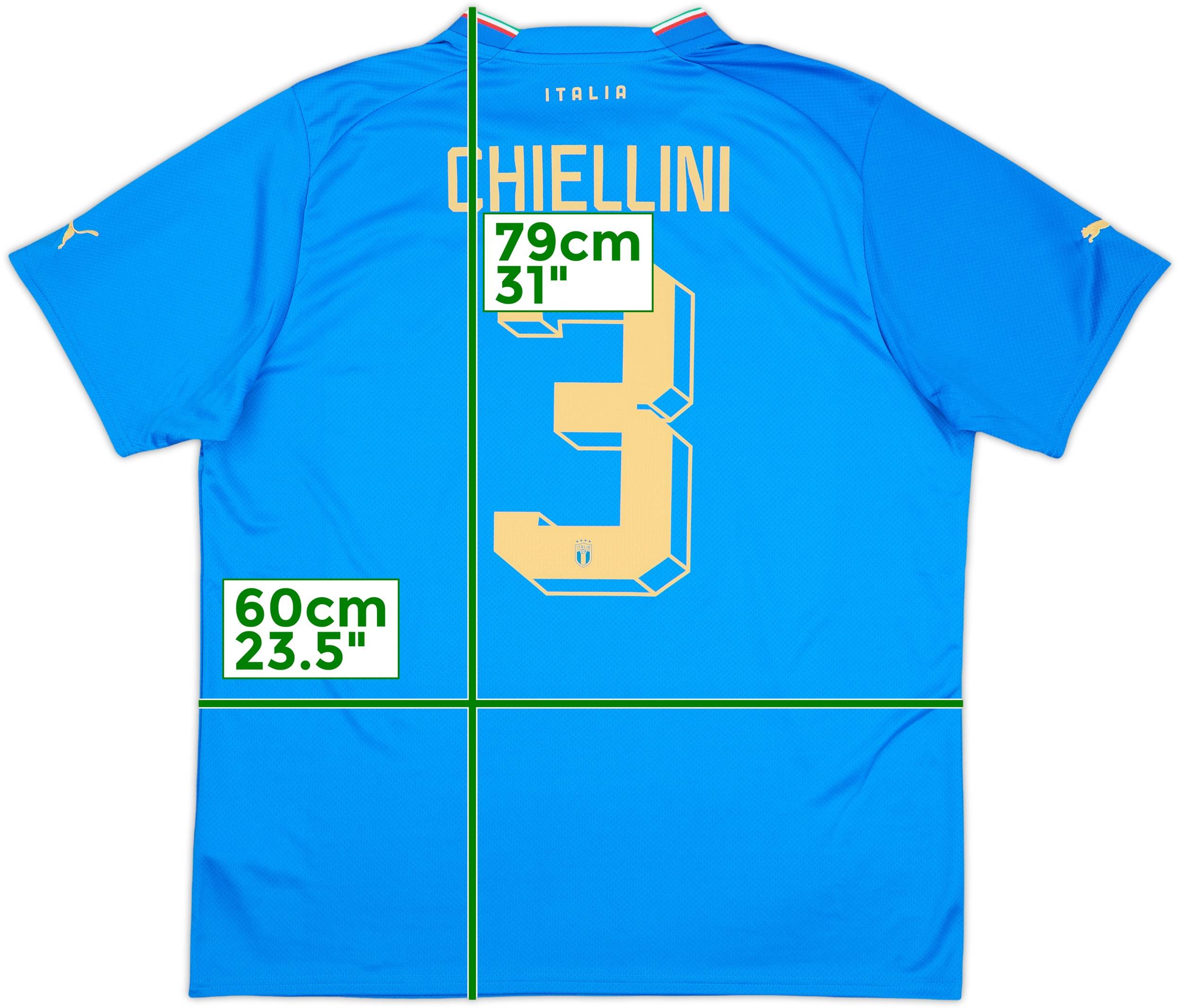 【楽天ランキング1位】 2022-23 Italy Home Shirt Chiellini #3 - 9/10 - (XL) ウェア