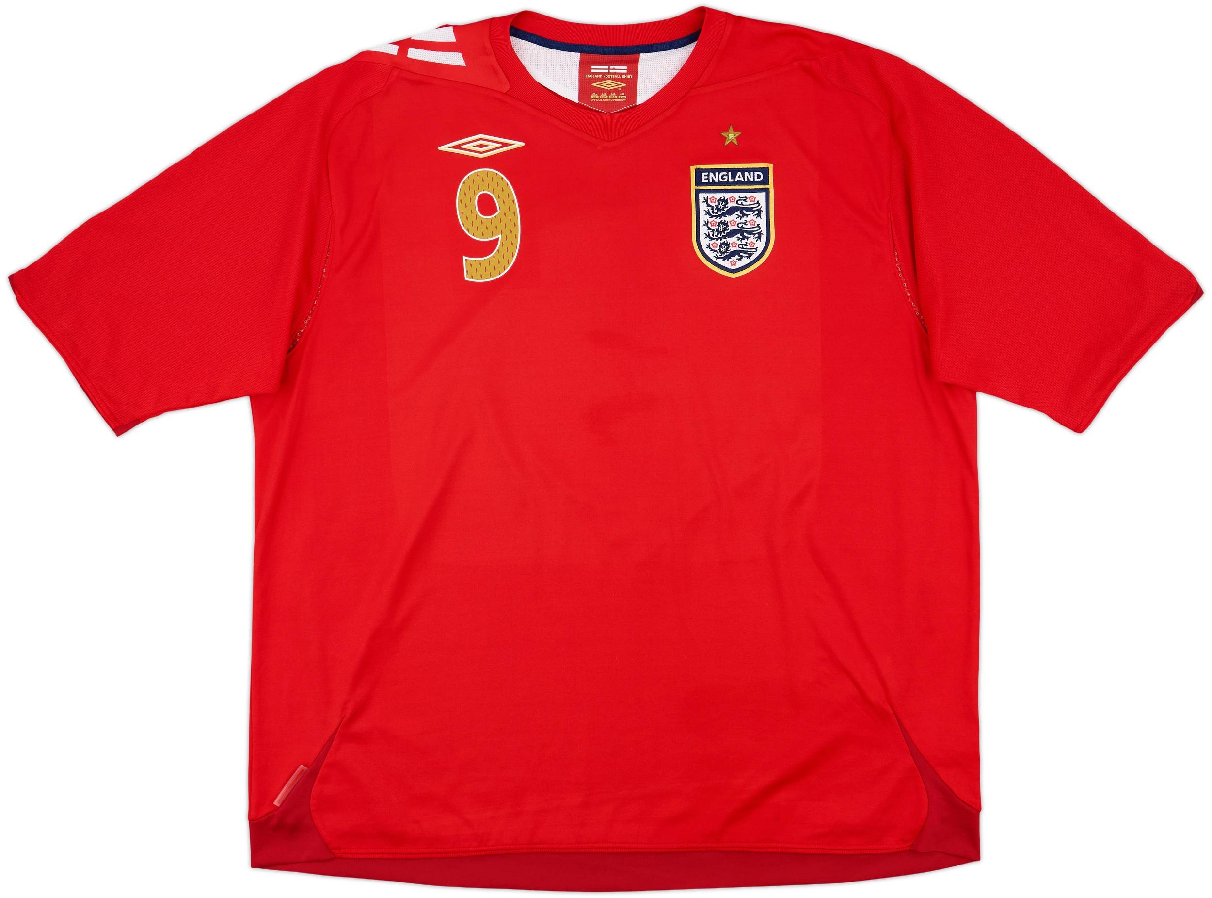 【再入荷】 2006-08 England (3XL) - 8/10 - #9 Rooney Shirt Away ウェア
