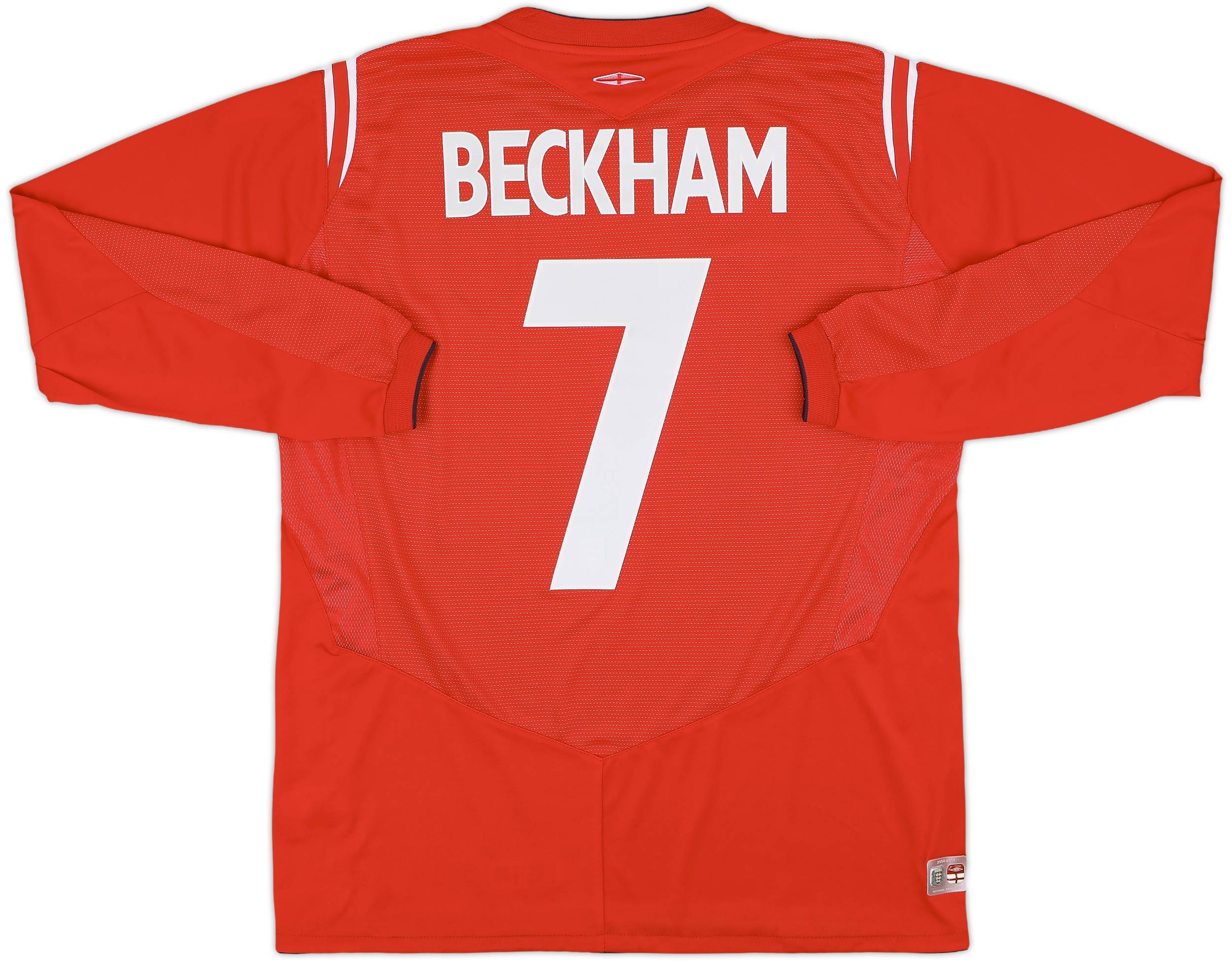 2001-03 England Home L/S Shirt Beckham #7 - 8/10 - (M)