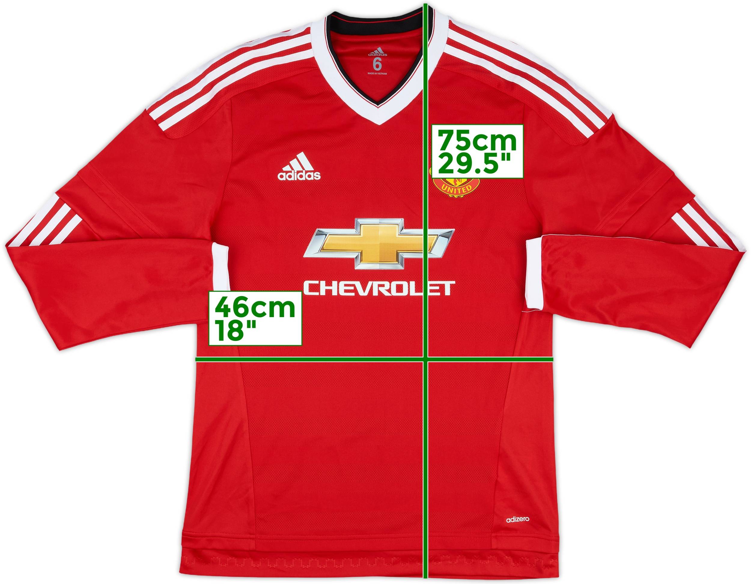 2015-16 Manchester United Match Issue Home L/S Shirt #29