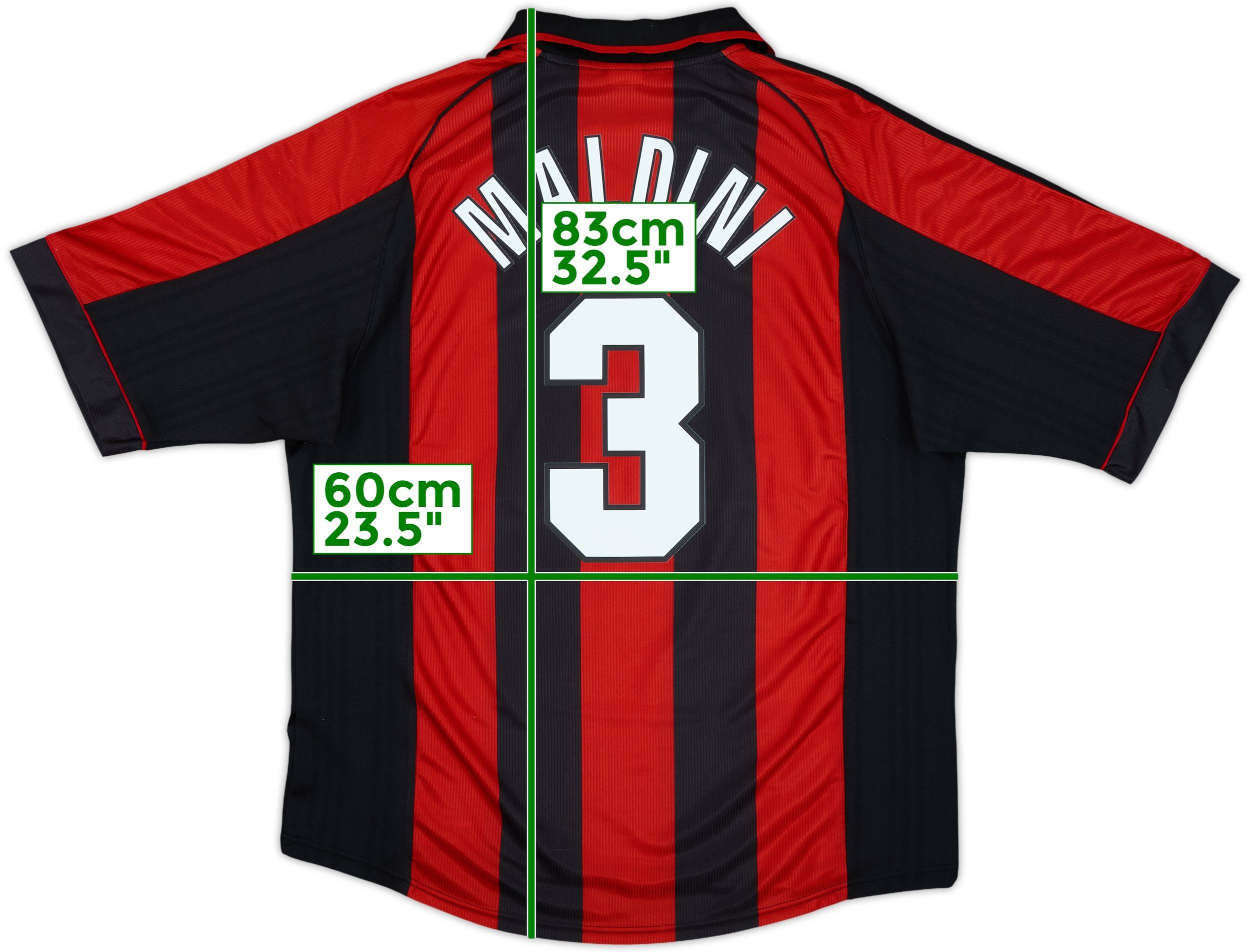 1998-00 AC Milan Home Shirt Maldini #3 - 8/10 - (XL)
