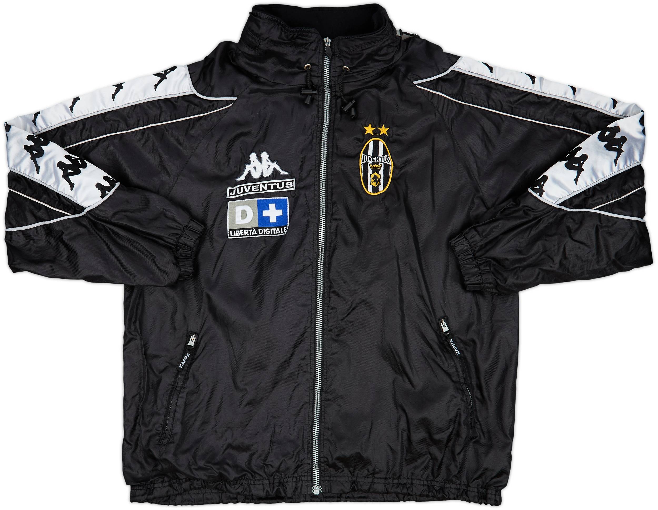 ウェア 99-00 Juventus Kappa windbreaker black L 1999-00 Juventus Kappa Hooded Rain Jacket - 9/10 - (L)