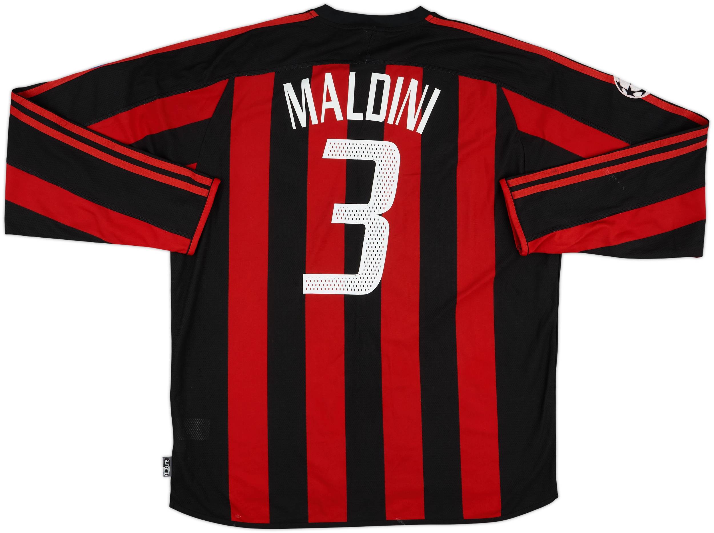 激安 超特価商店街  Home Milan AC 2003-04 L/S (XL) - 5/10 - #3 Maldini Shirt 応援グッズ