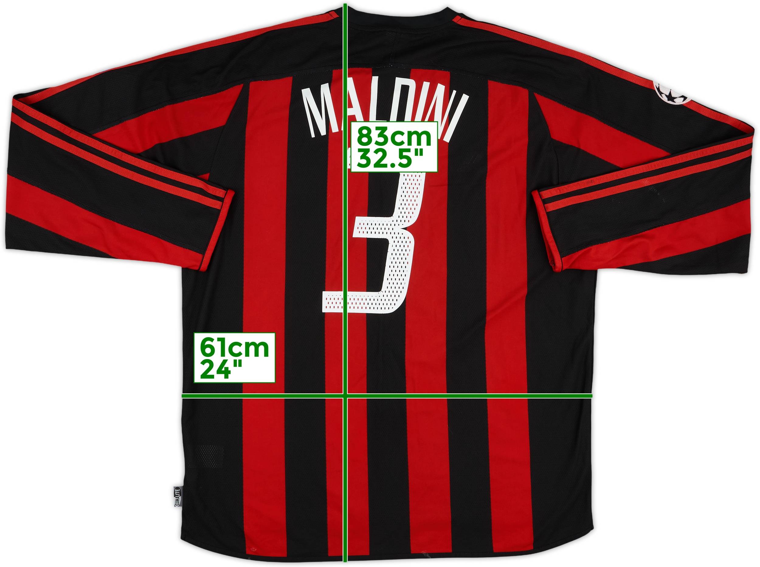 【超歓迎】 2003-04 (XL) - 5/10 - #3 Maldini Shirt L/S Home Milan AC 応援グッズ