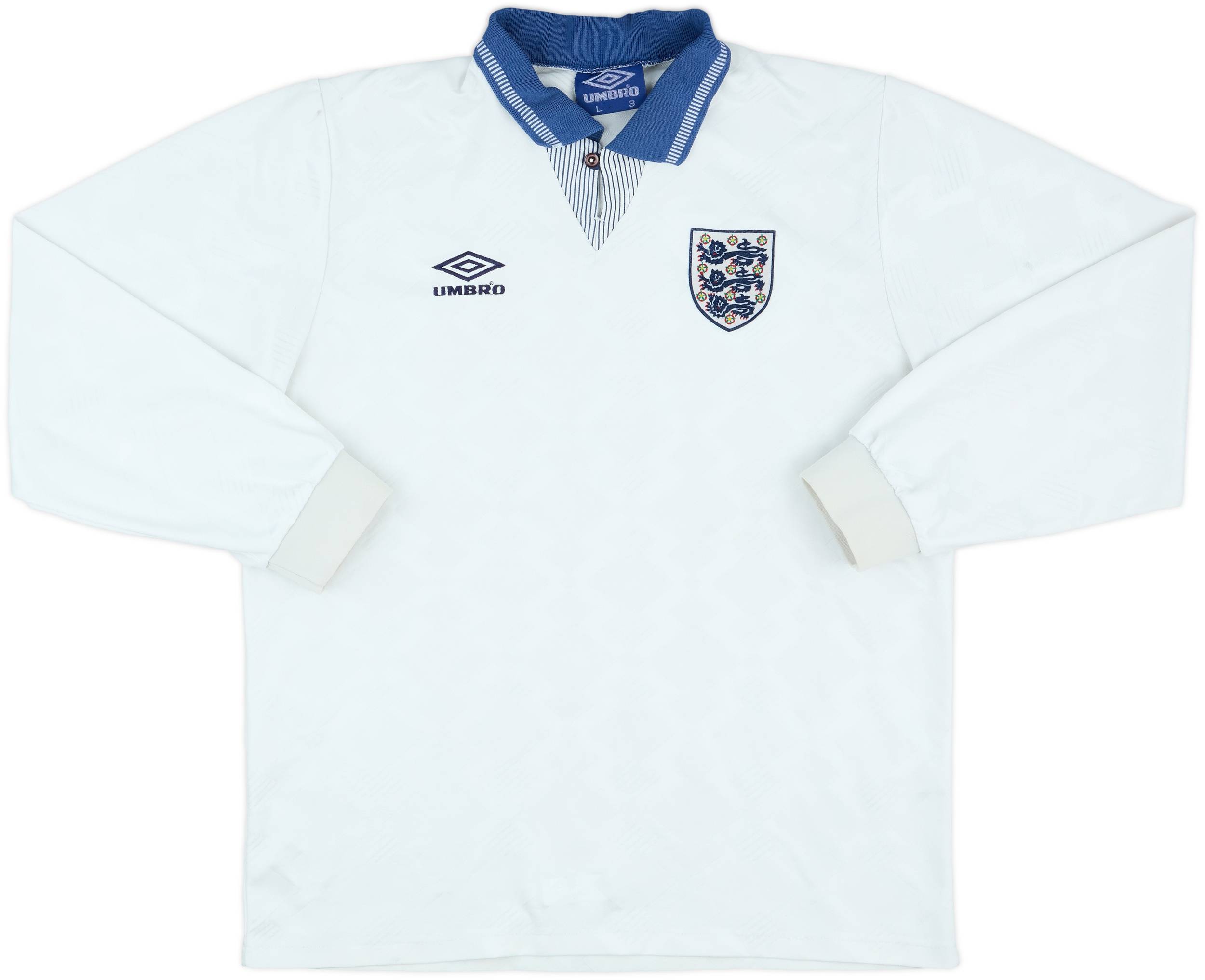 1990-92 England Home L/S Shirt - 8/10 - (L)