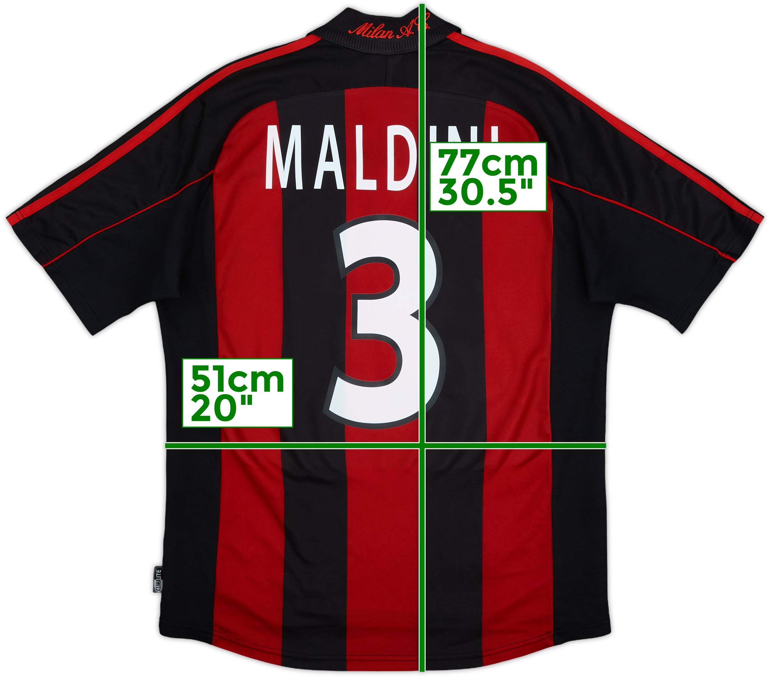 人気のファッションブランド！ 2000-02 AC Milan Home Shirt Maldini #3 - 9/10 - (M) ウェア