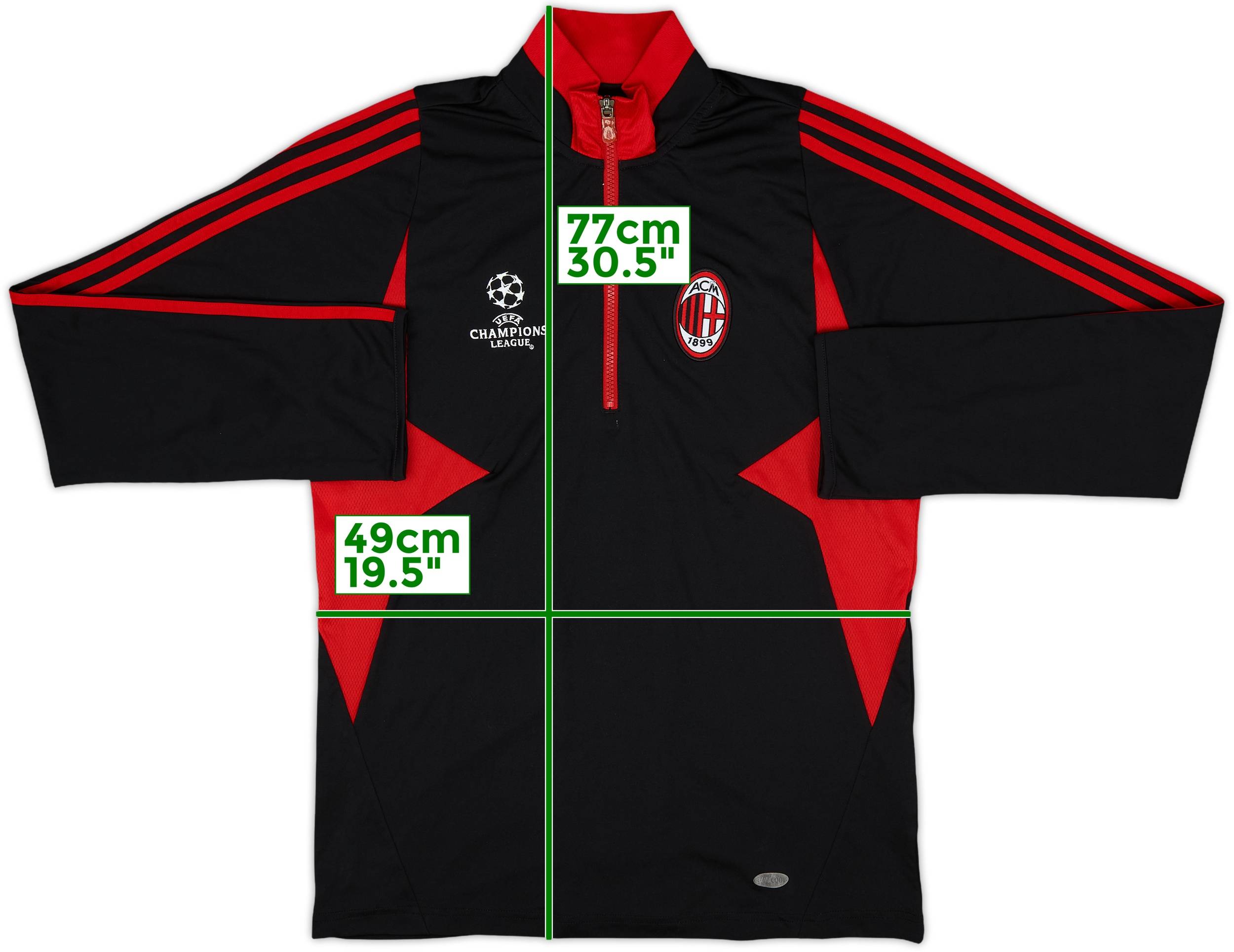 2007-08 AC Milan adidas CL 1/4 Zip Training Top - 8/10 - (M)