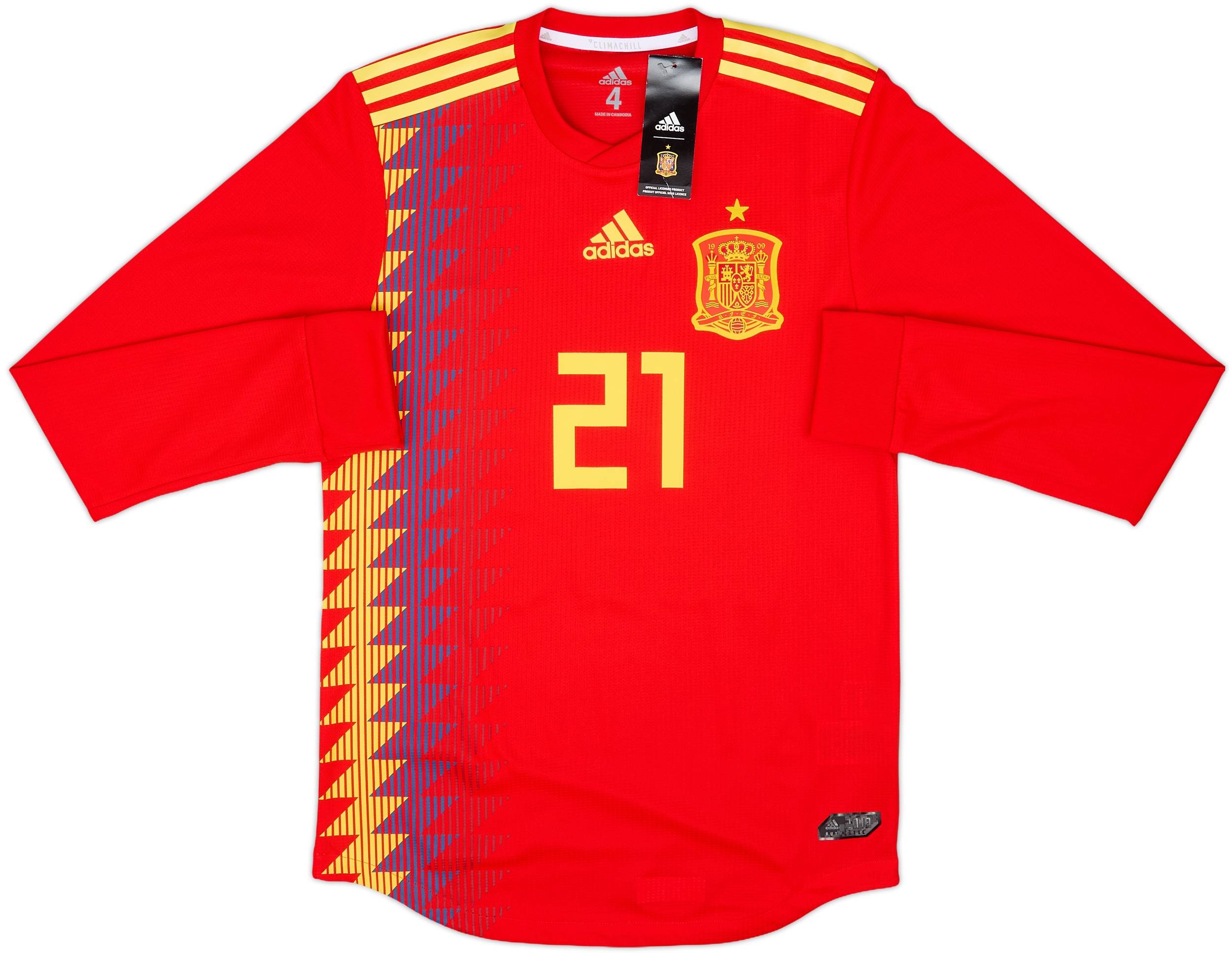 【希少！！】 L/S Home Issue Player Spain 2018-19 Shirt (S) #21 Silva ウェア