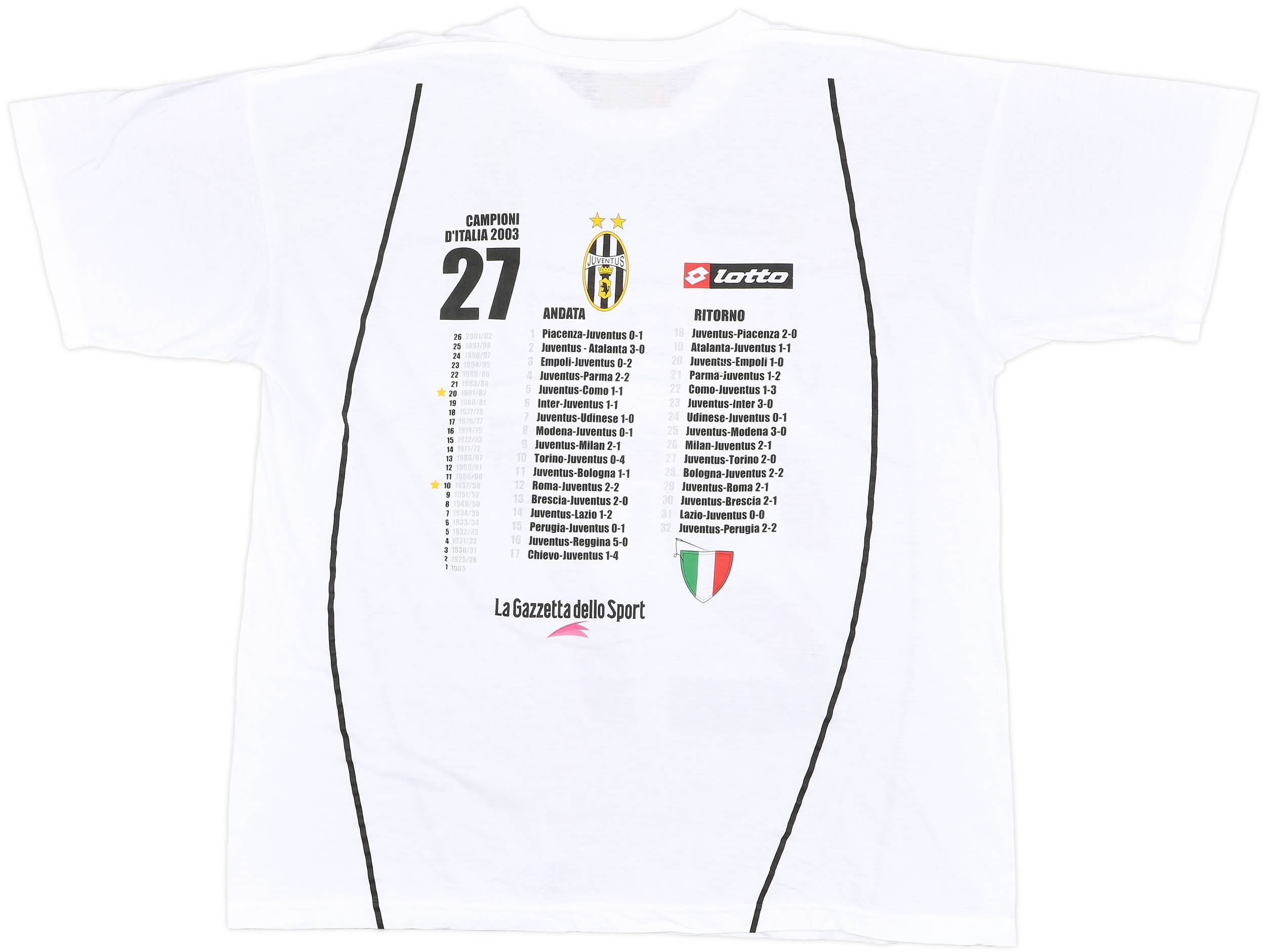 【ご予約品】 Lotto Juventus 2002-03 '27 8 - Tee Cotton D'Italia' Campioni スポーツ
