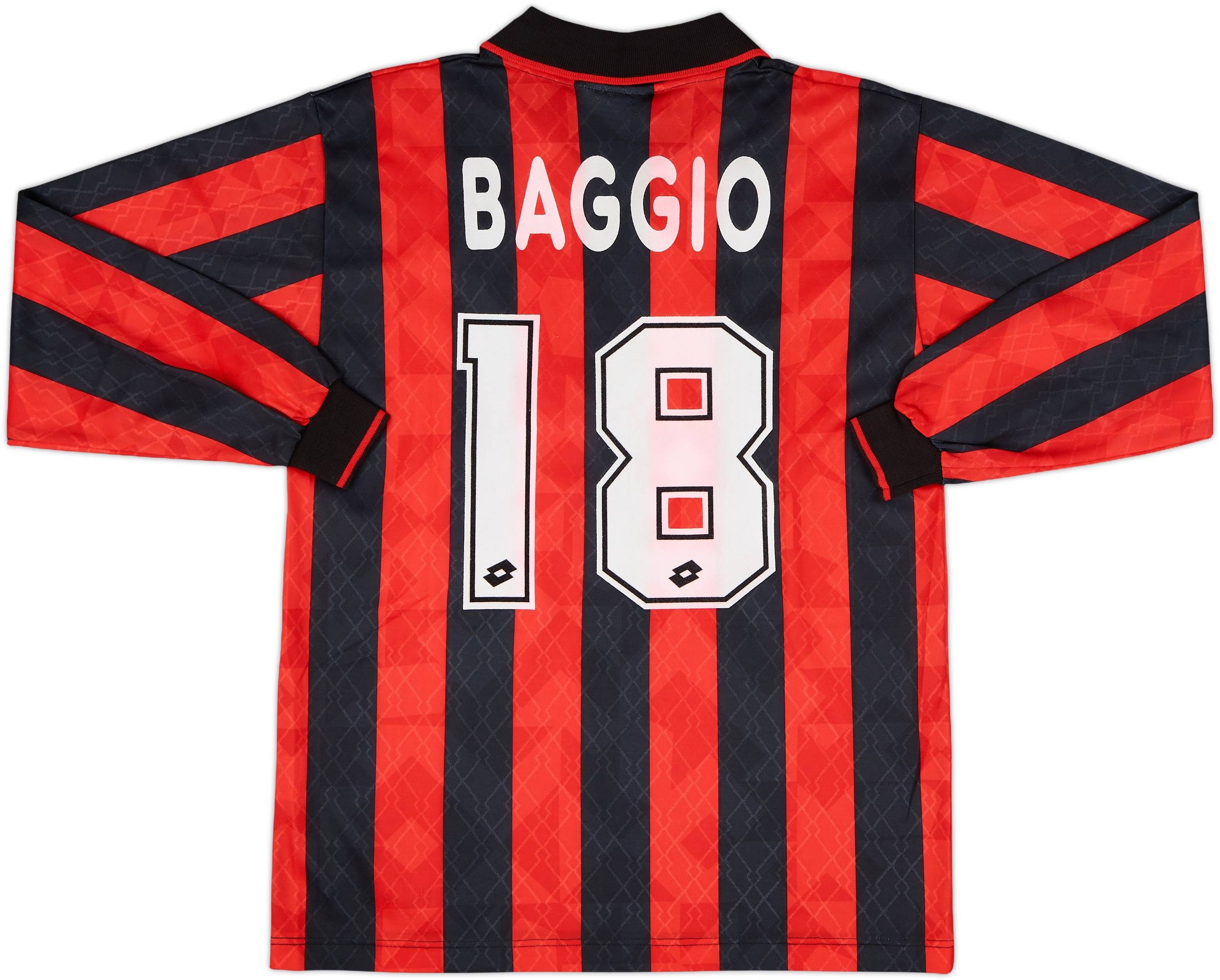 最終決算 AC 1995-96 Milan (M) #18 Baggio Shirt L/S Home ウェア