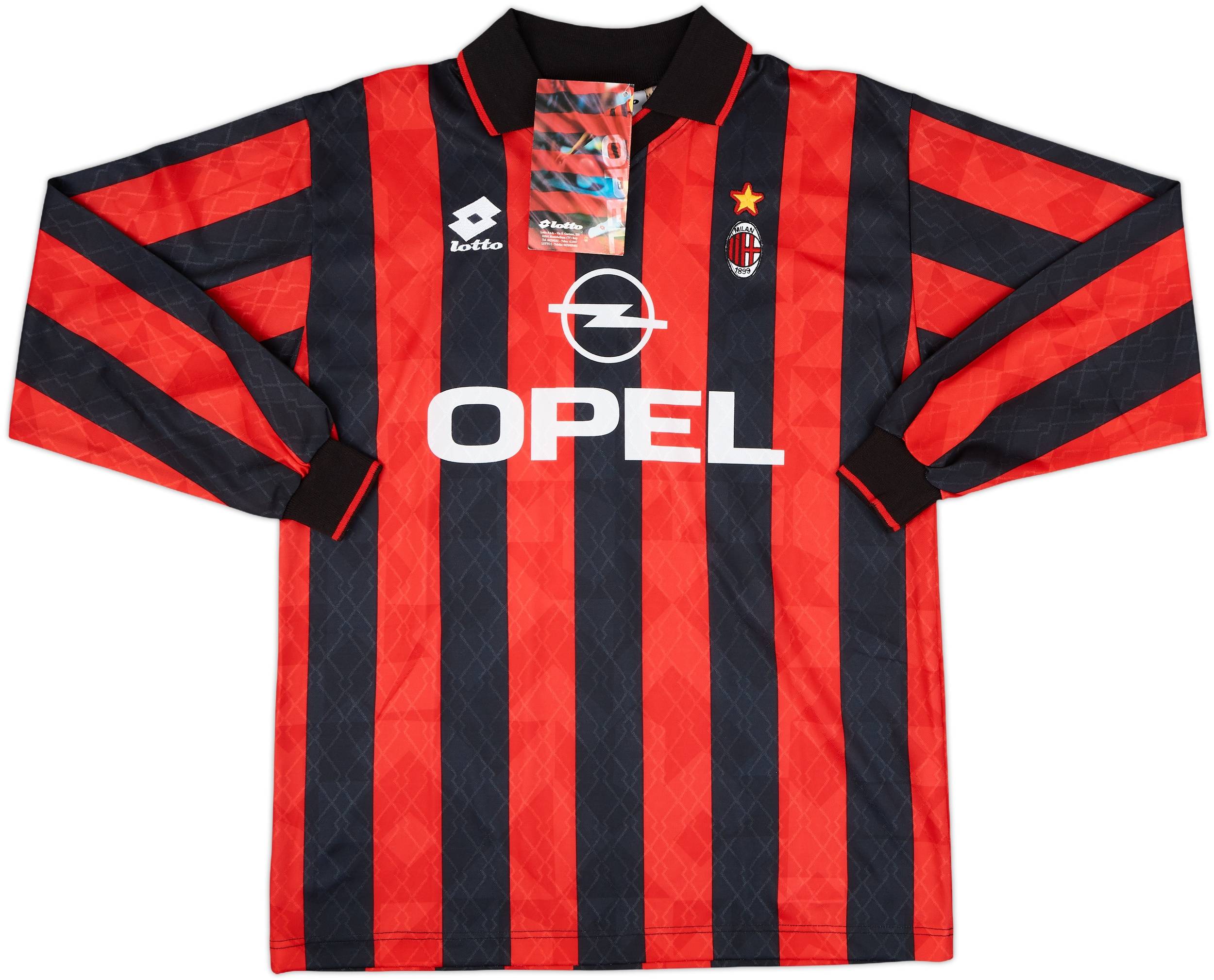 AC Milan 1995 - 1996 Home football Lotto long sleeve jersey