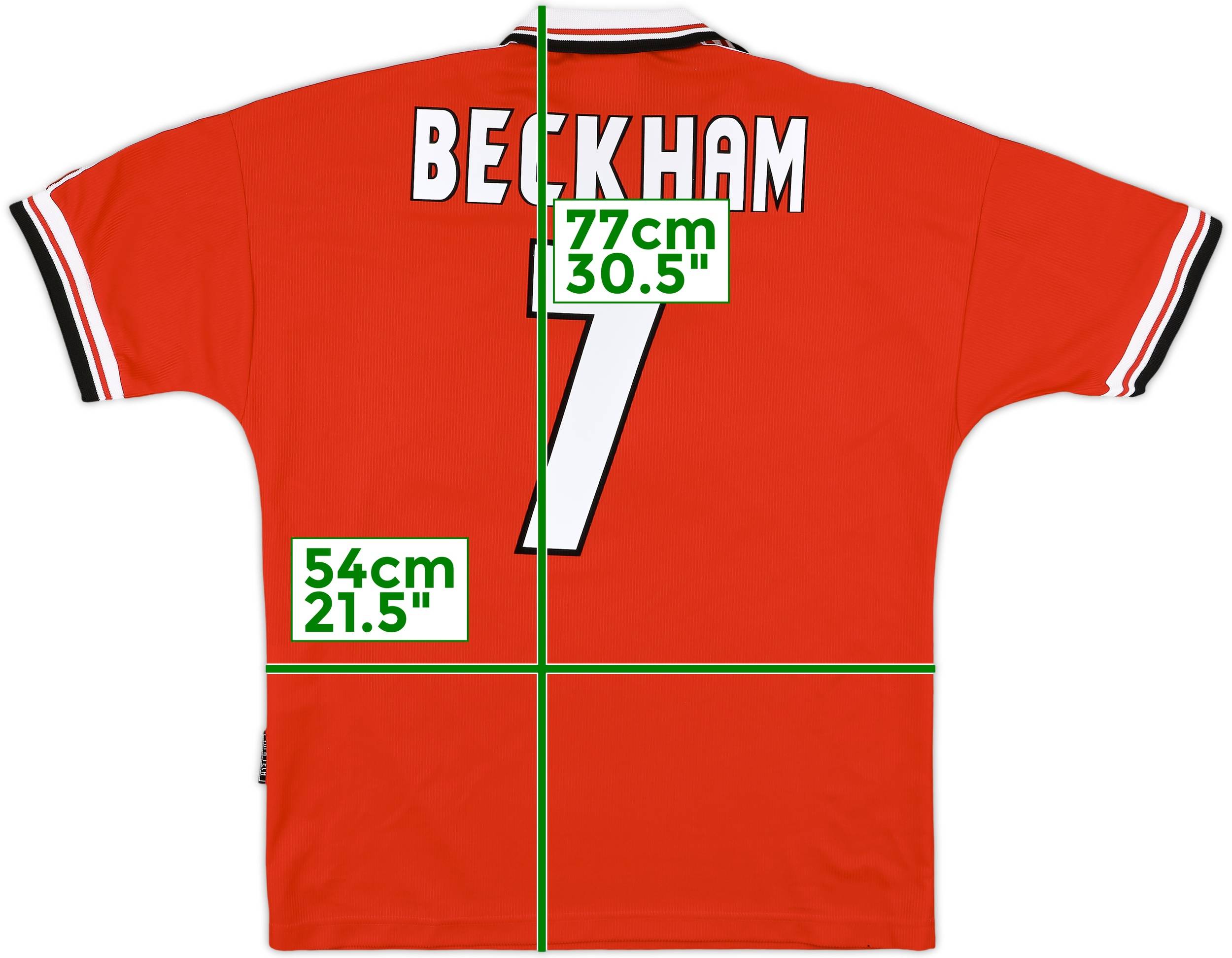 1998-00 Manchester United Home Shirt Beckham #7 - 8/10 - (L)