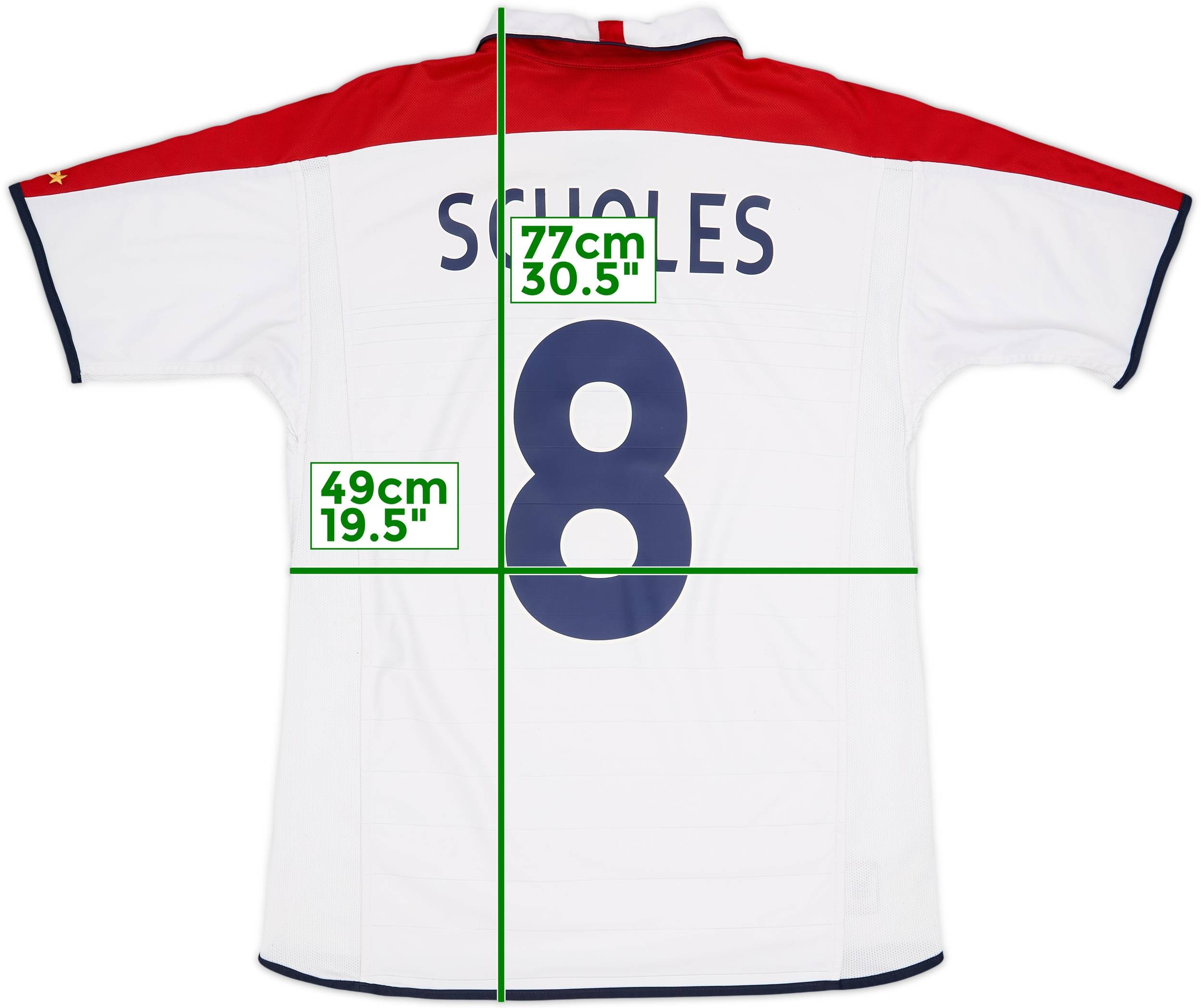 2003-05 England Home Shirt Scholes #8 - 7/10 - (M)