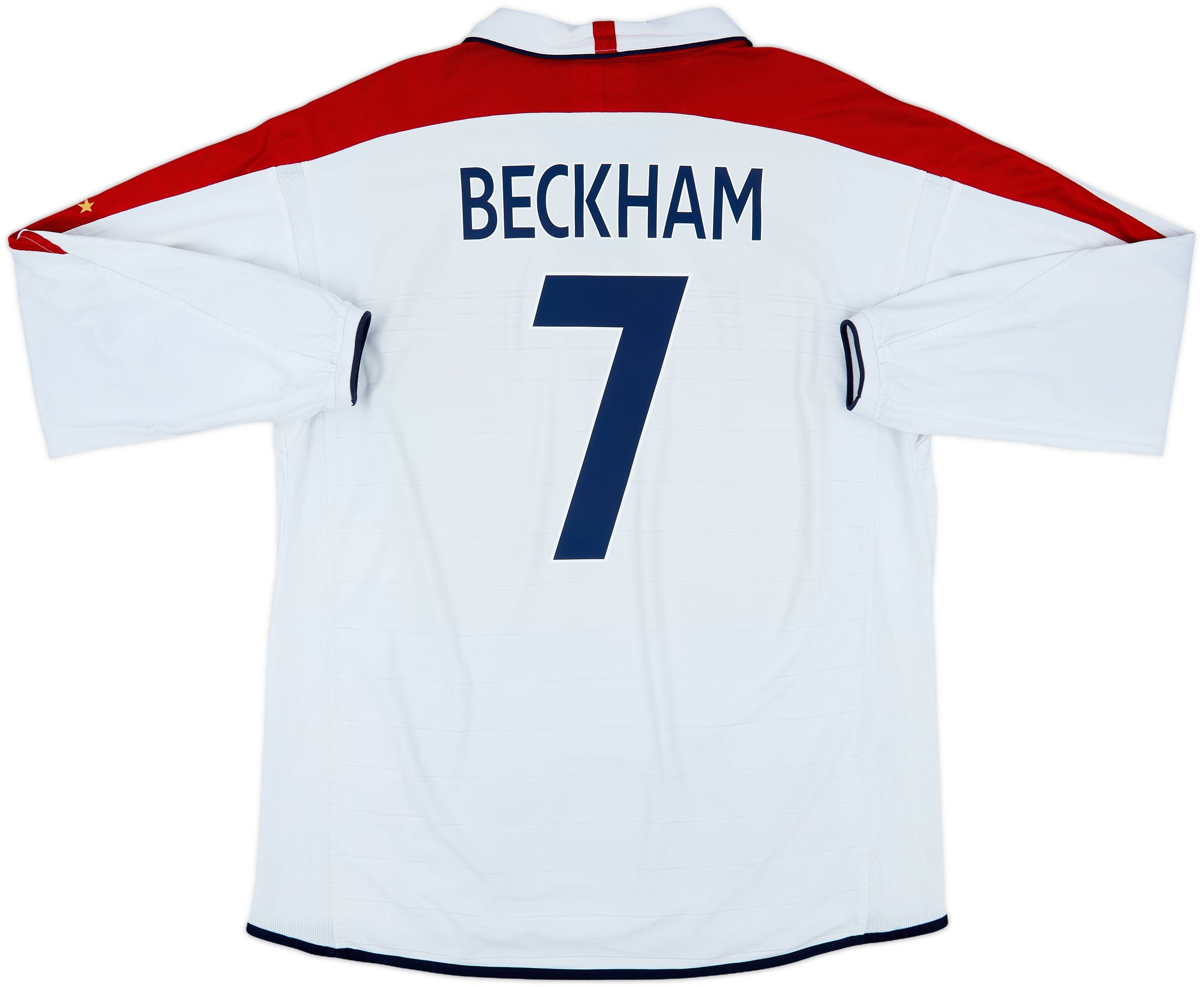 2003-05 England Home L/S Shirt Beckham #7 - 7/10 - (XXL)