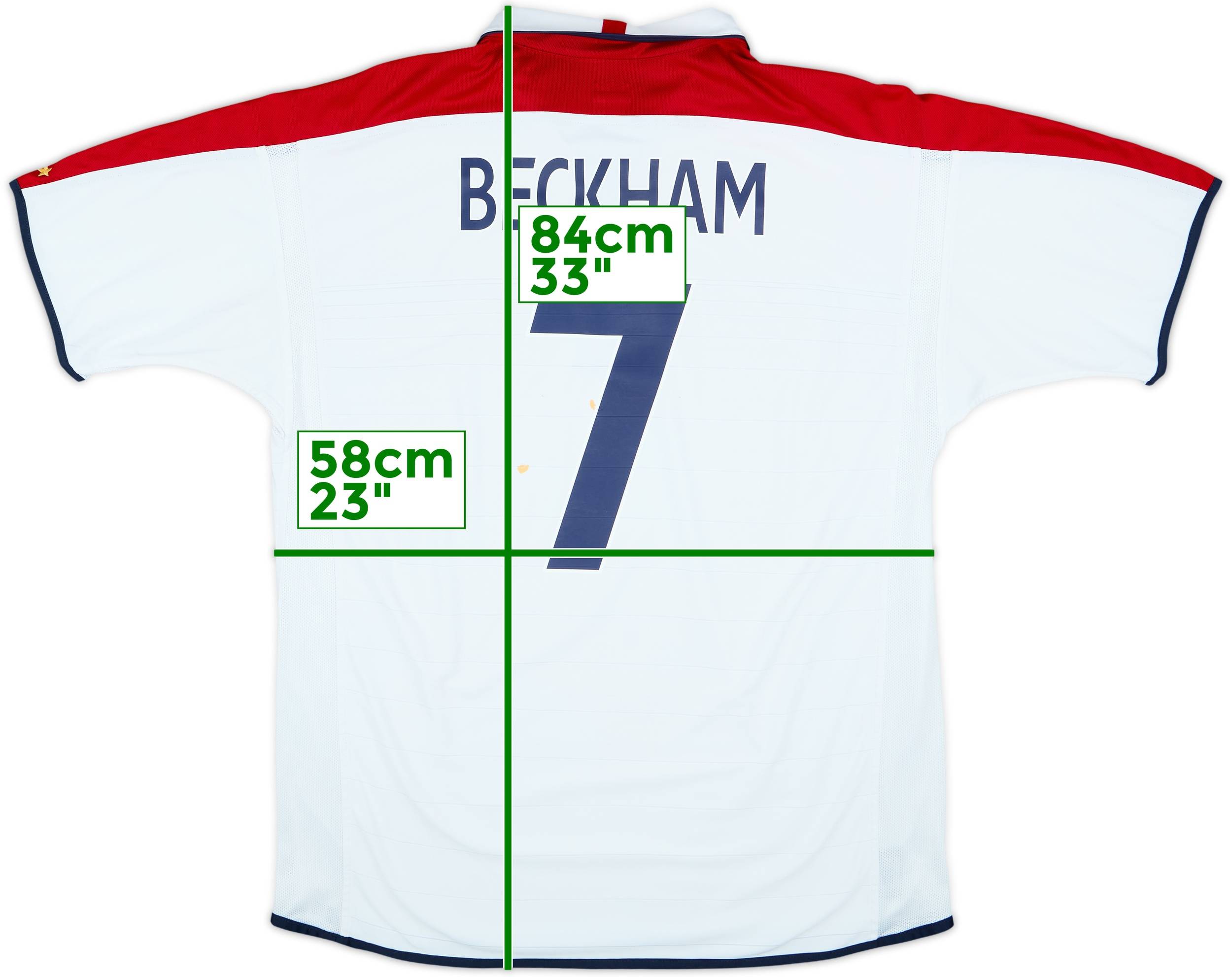 03-05 England David Beckham 正規品 2003-05 England Home Shirt Beckham #7 - 6/10 - (XXL)