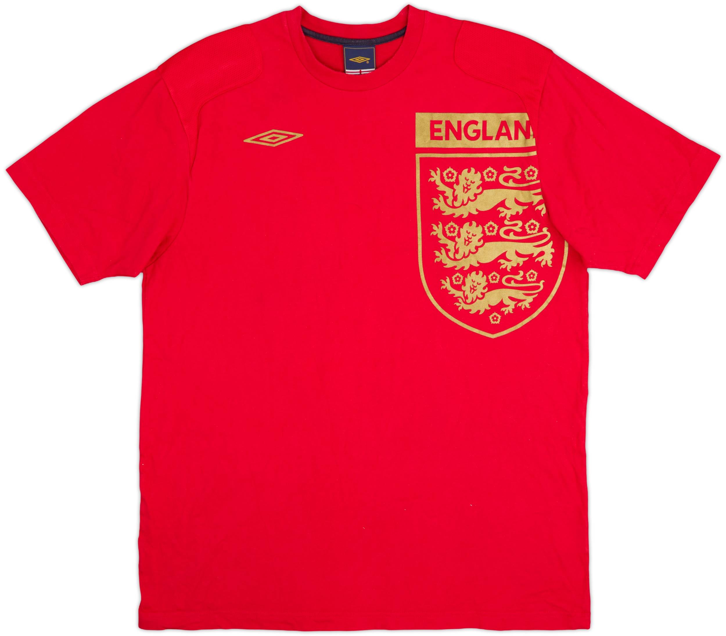 UMBRO 90s Cut-and-Sew Game Shirt Polyester RED Print Flocky