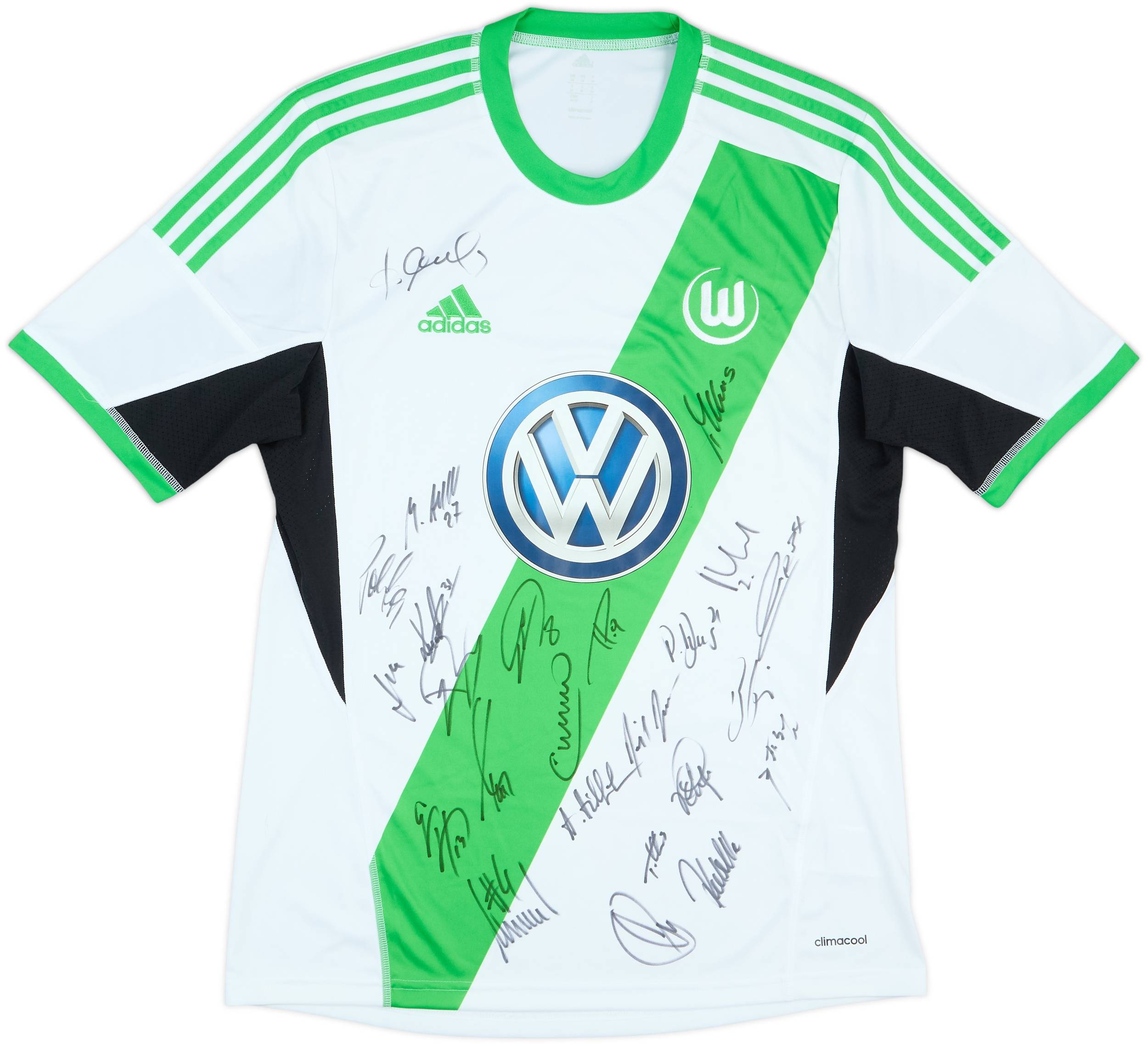 生まれのブランドで Wolfsburg 2013-14 Squad (M) - 8/10 - Shirt Home Signed ウェア