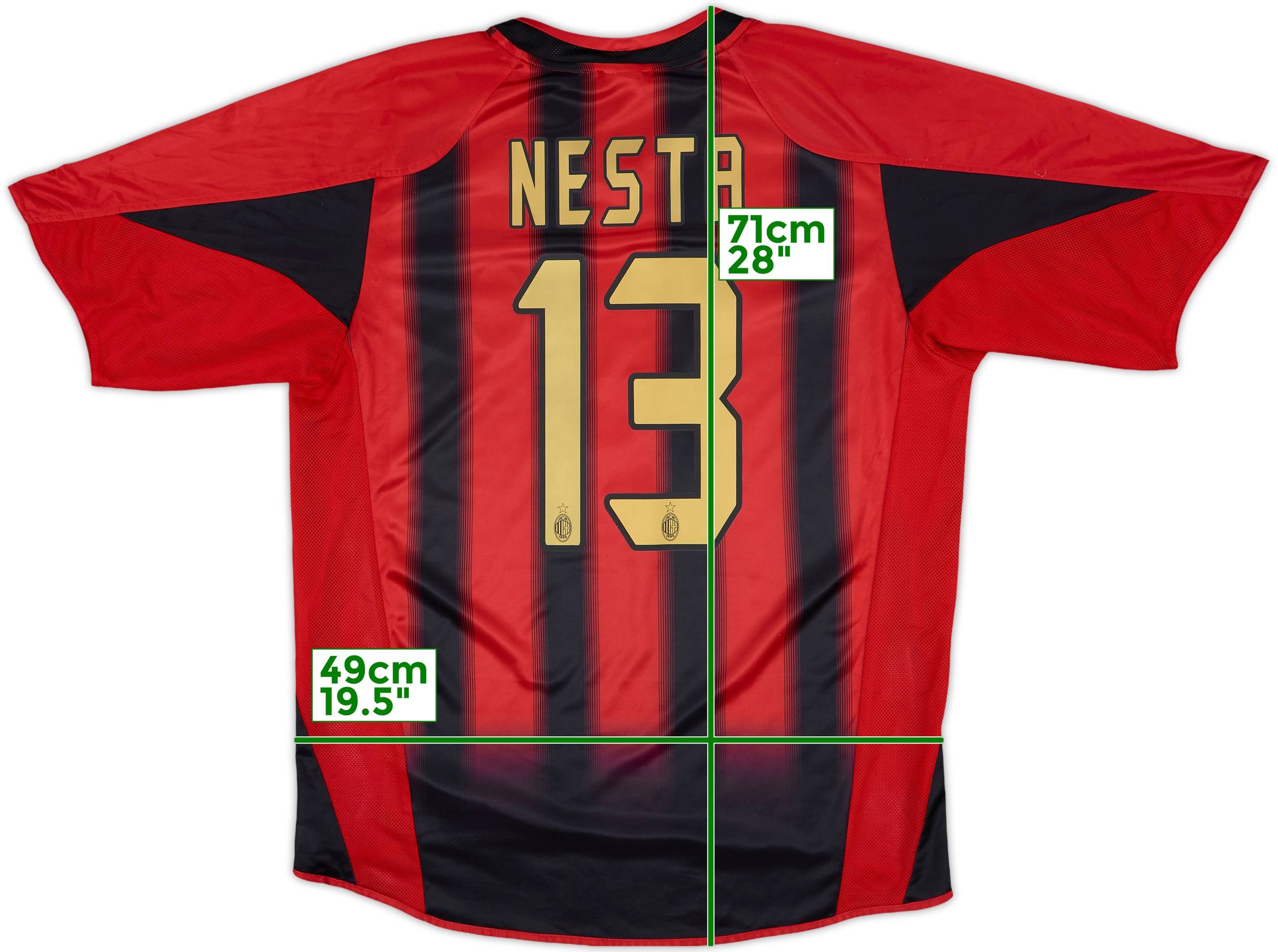 2004-05 AC Milan Home Shirt Nesta #13 - 6/10 - (L)