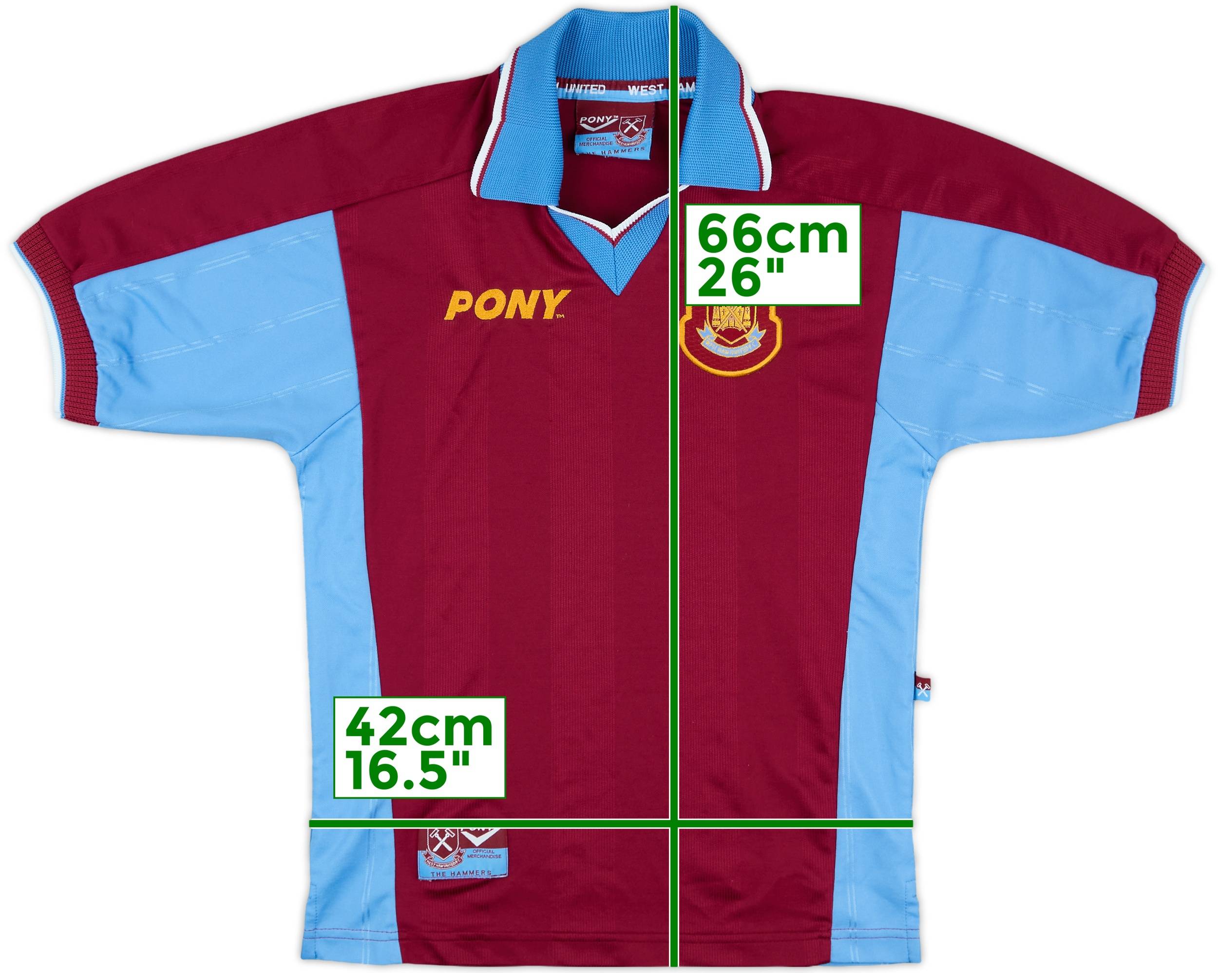 1997-98 West Ham Home Shirt - 9/10 - (L.Boys)