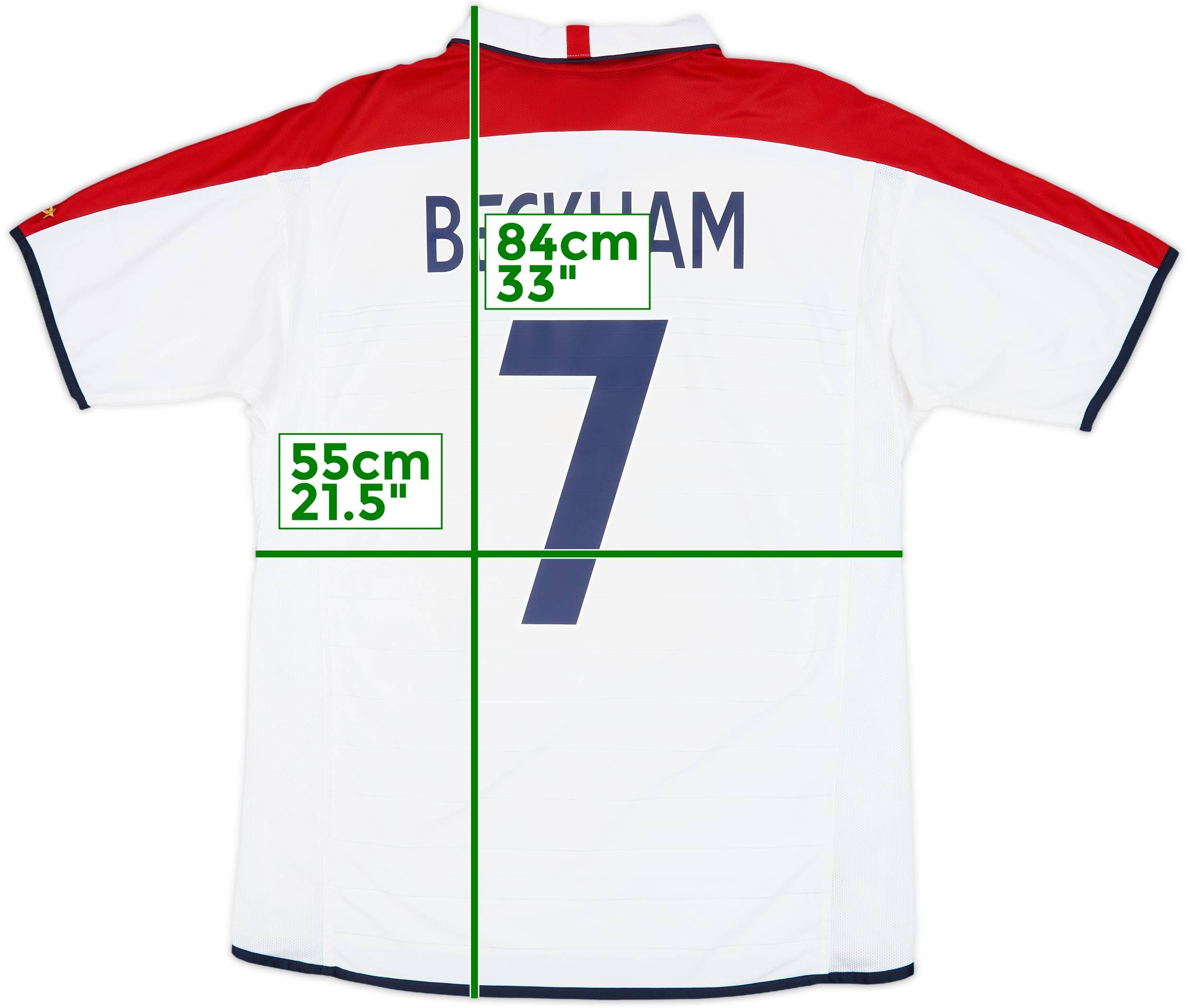 2003-05 England Home Shirt Beckham #7 - 7/10 - (L)