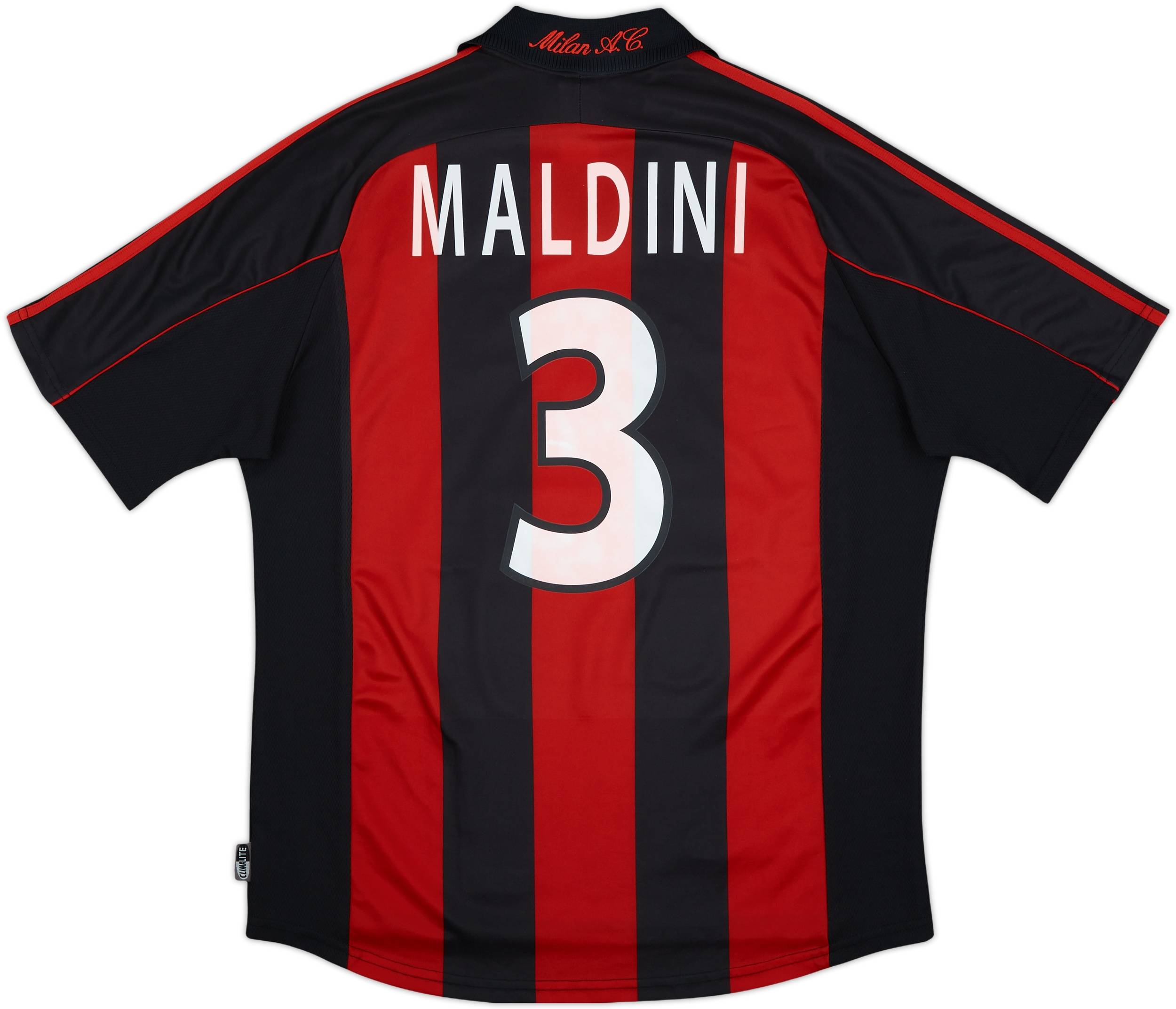 2000-02 AC Milan Home Shirt Maldini #3 - 7/10 - (L)